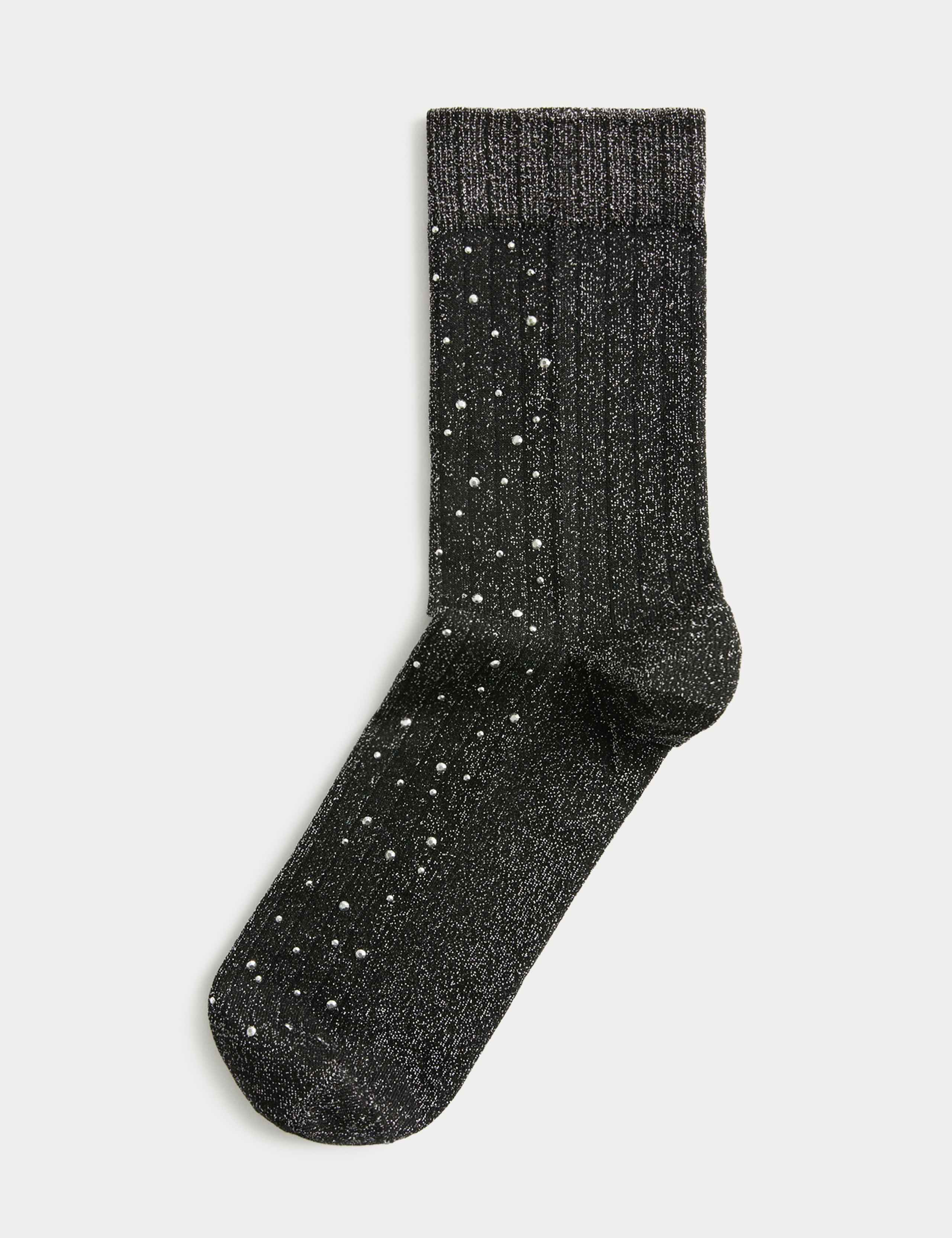 Glitter Embellished Crew Socks 2 of 4
