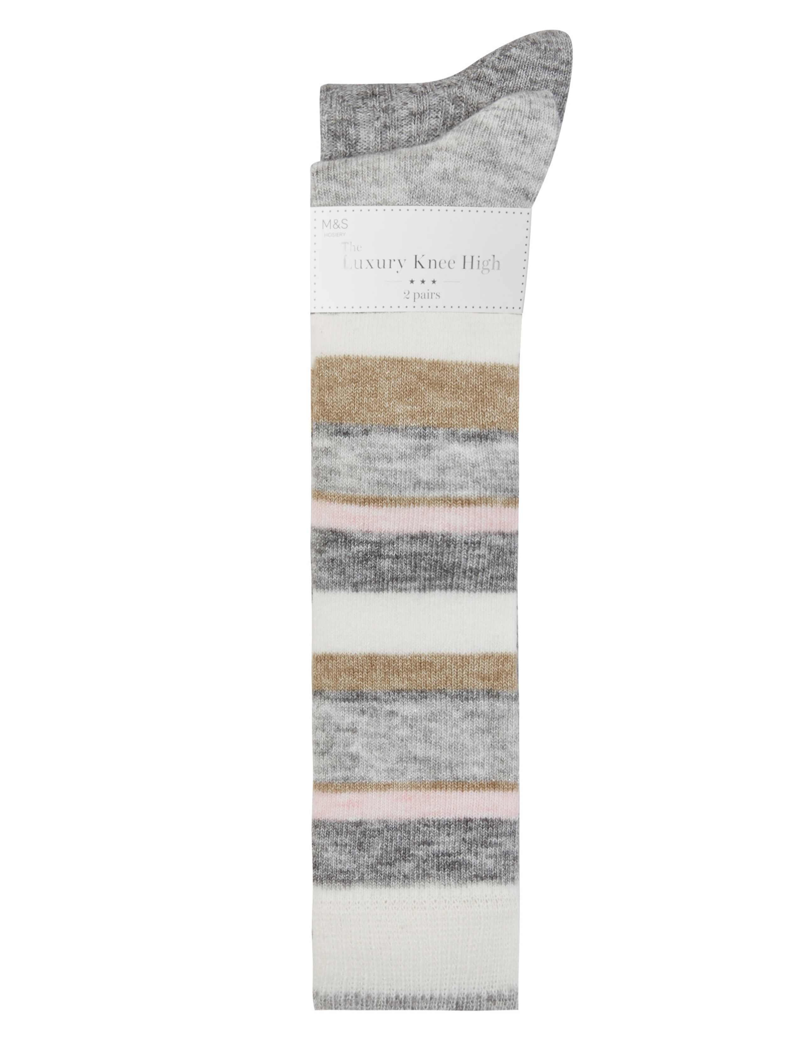 Rayon Ribbed Knee High Socks 1 of 2