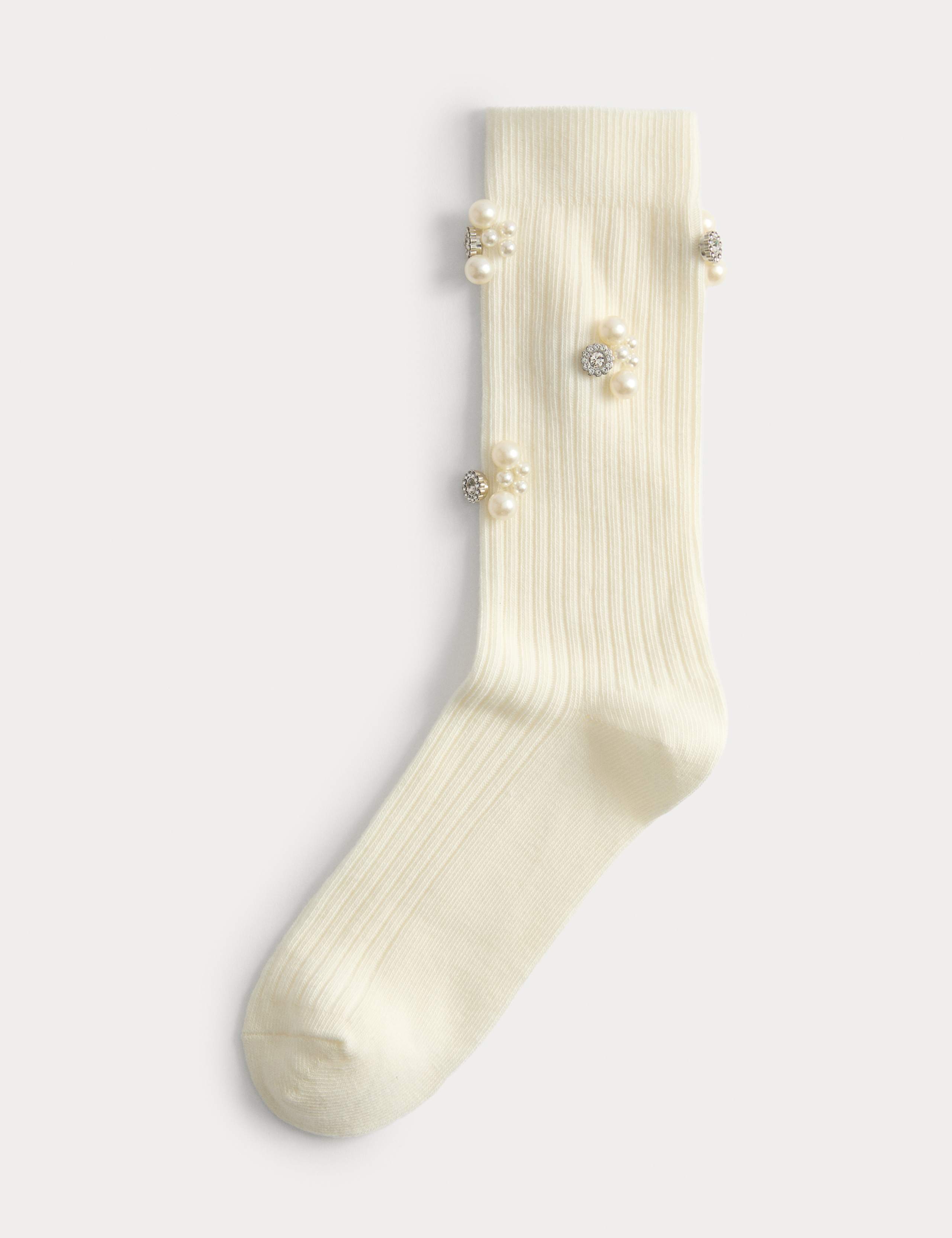 Embellished Pearl Cluster Ankle High Socks 2 of 4