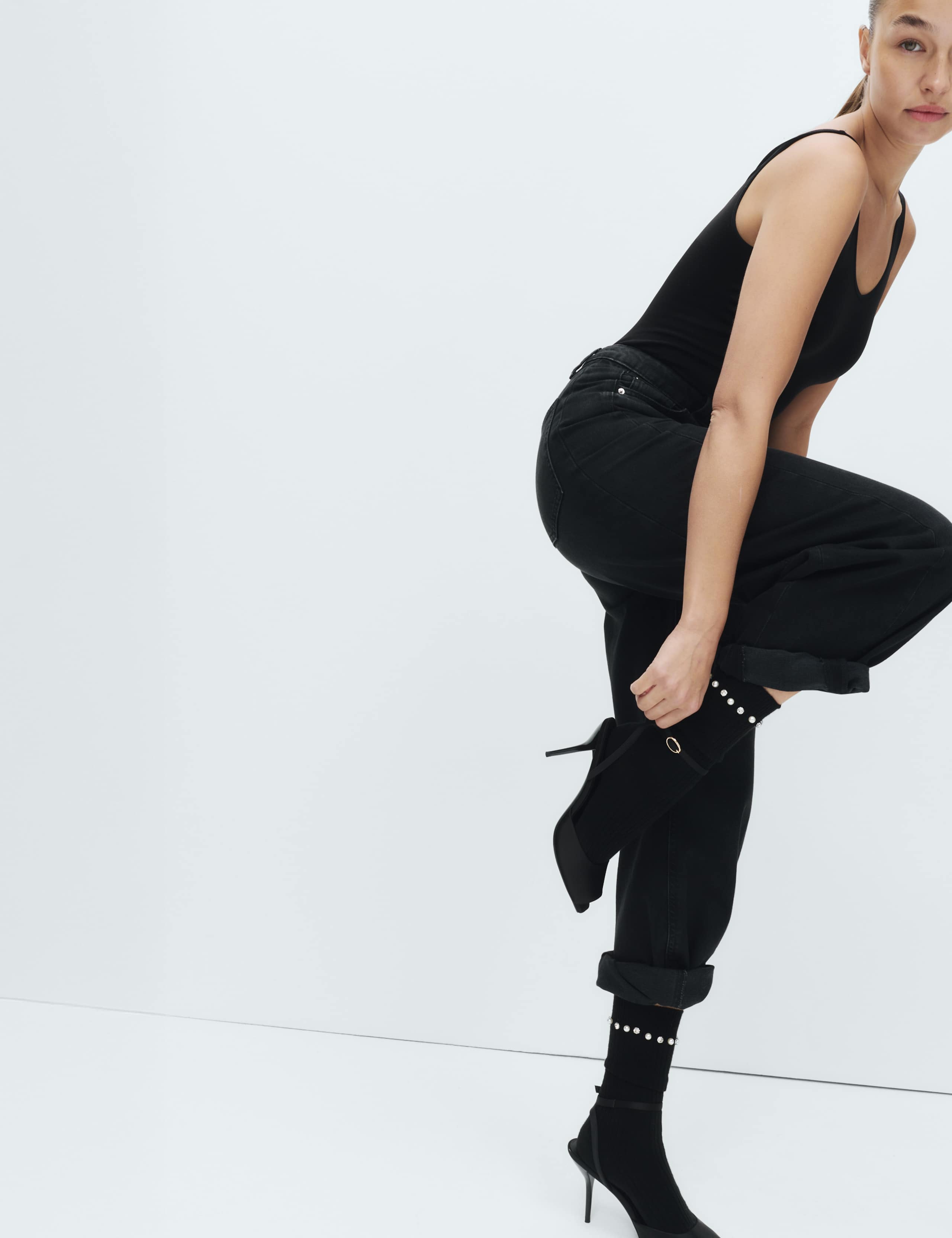 Embellished Ribbed Ankle High Socks with Wool 5 of 5