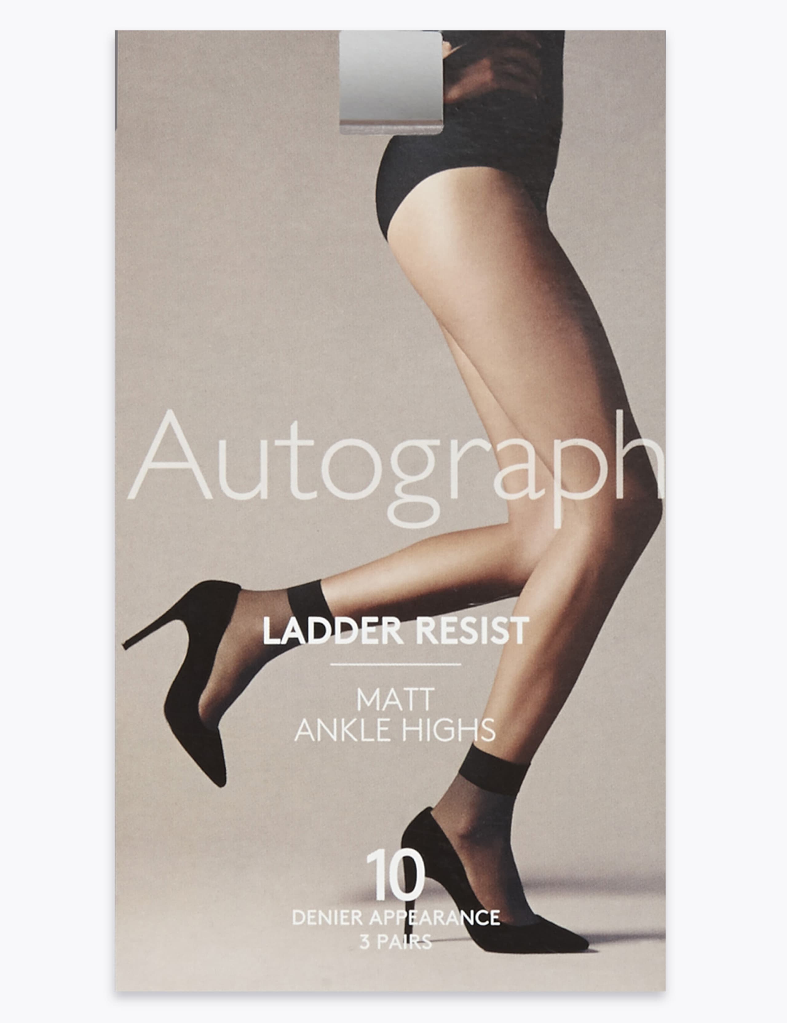 3pk 10 Denier Ladder Resist Matt Ankle Highs 1 of 1