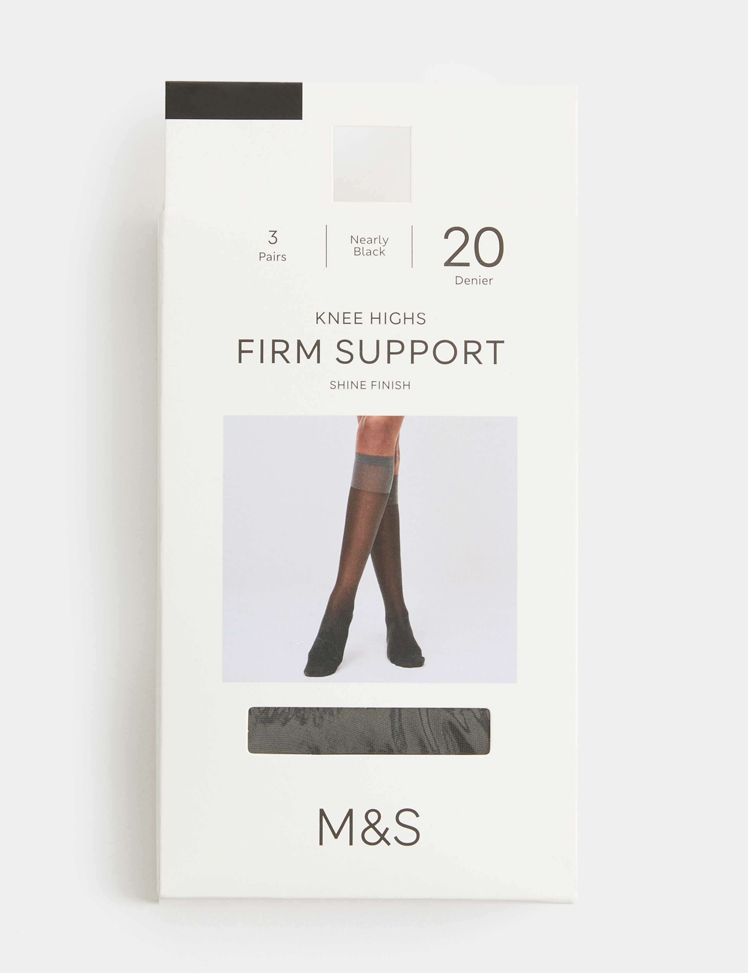 3 Pack 20 Denier Firm Support Knee Highs 2 of 3