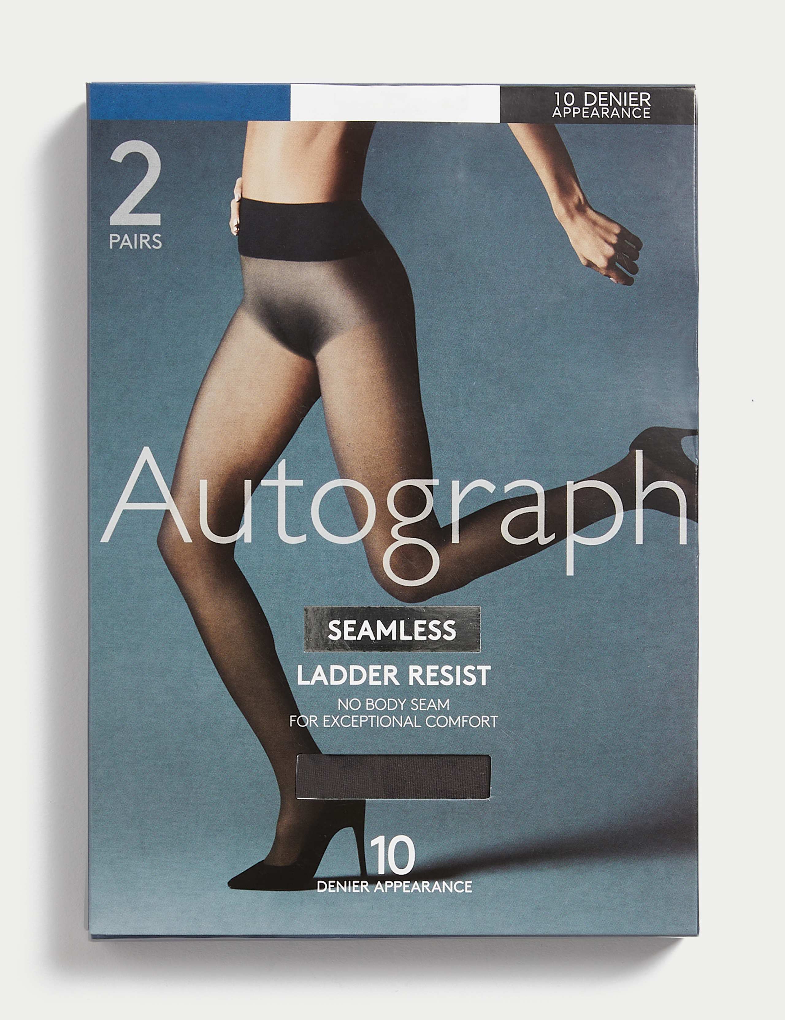 2pk 10 Denier Ladder Resist Seamless Tights 2 of 5