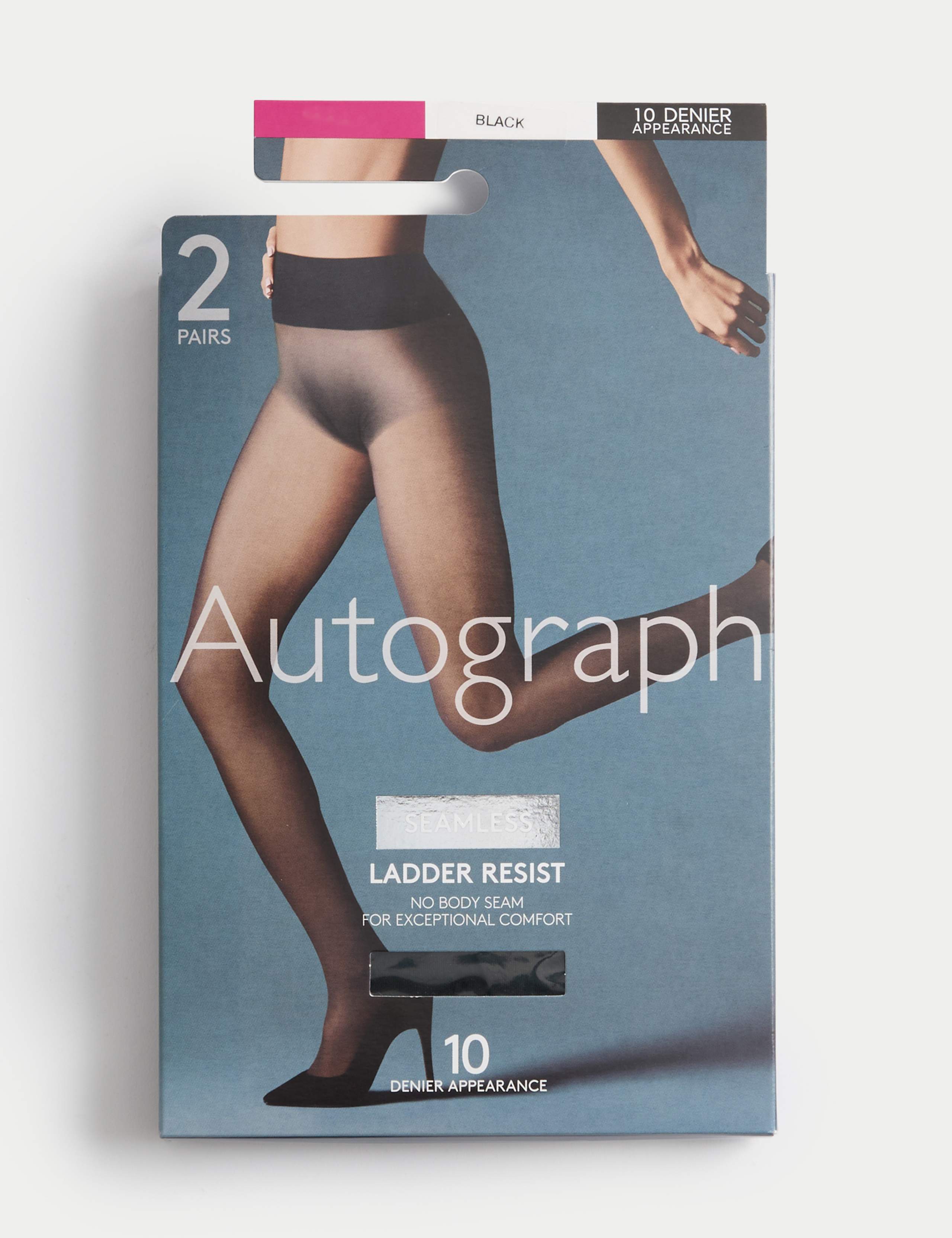2pk 10 Denier Ladder Resist Seamless Tights 2 of 5