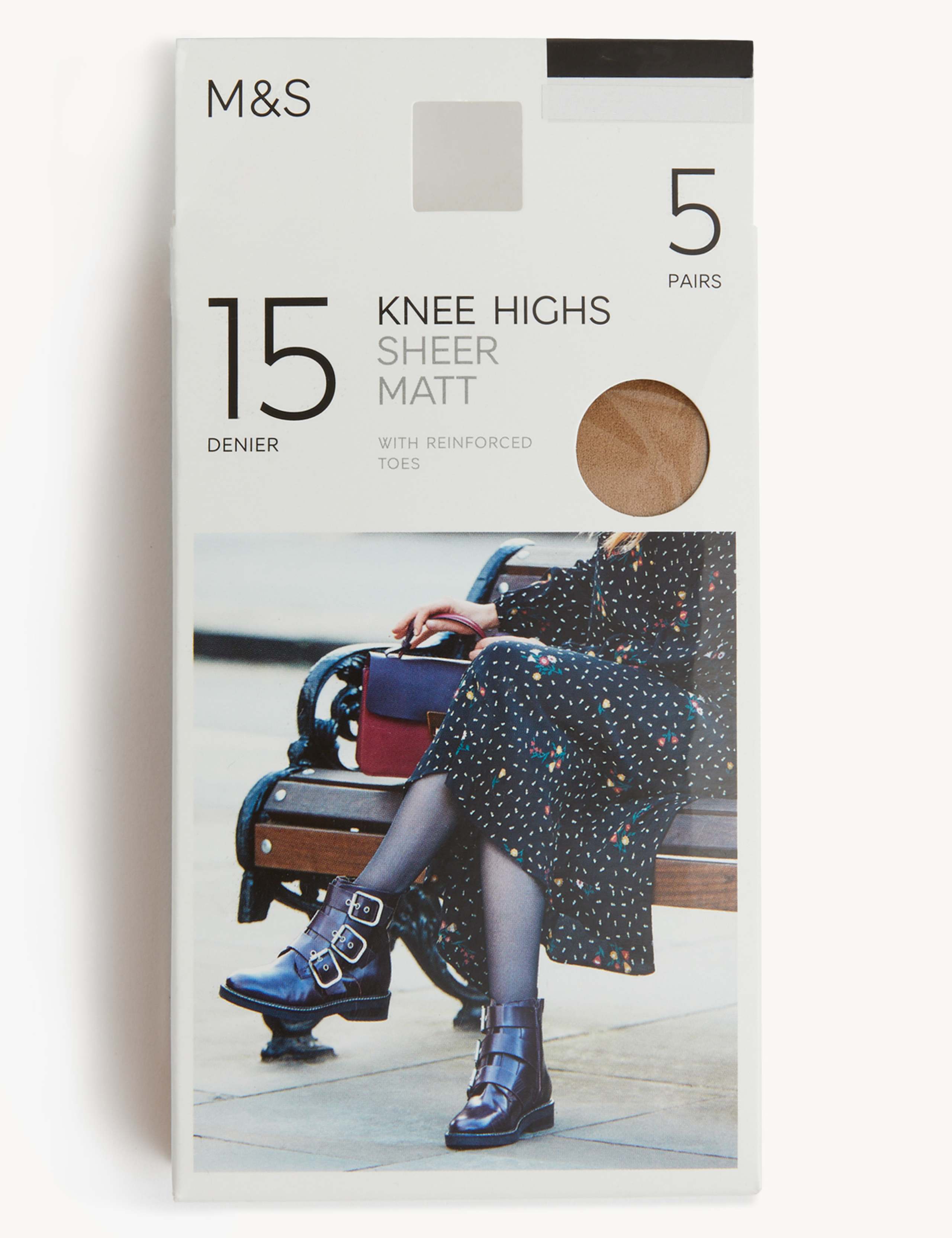 5pk 15 Denier Matt Knee Highs 1 of 2