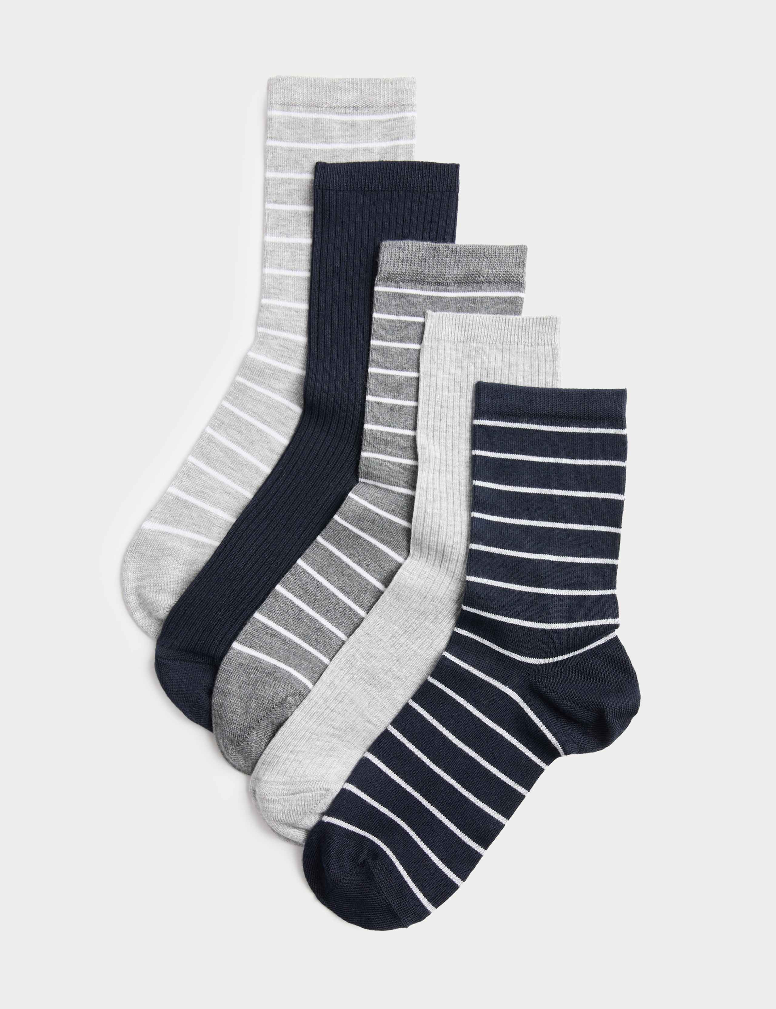 5 Pack Supersoft Striped Crew Socks 1 of 2