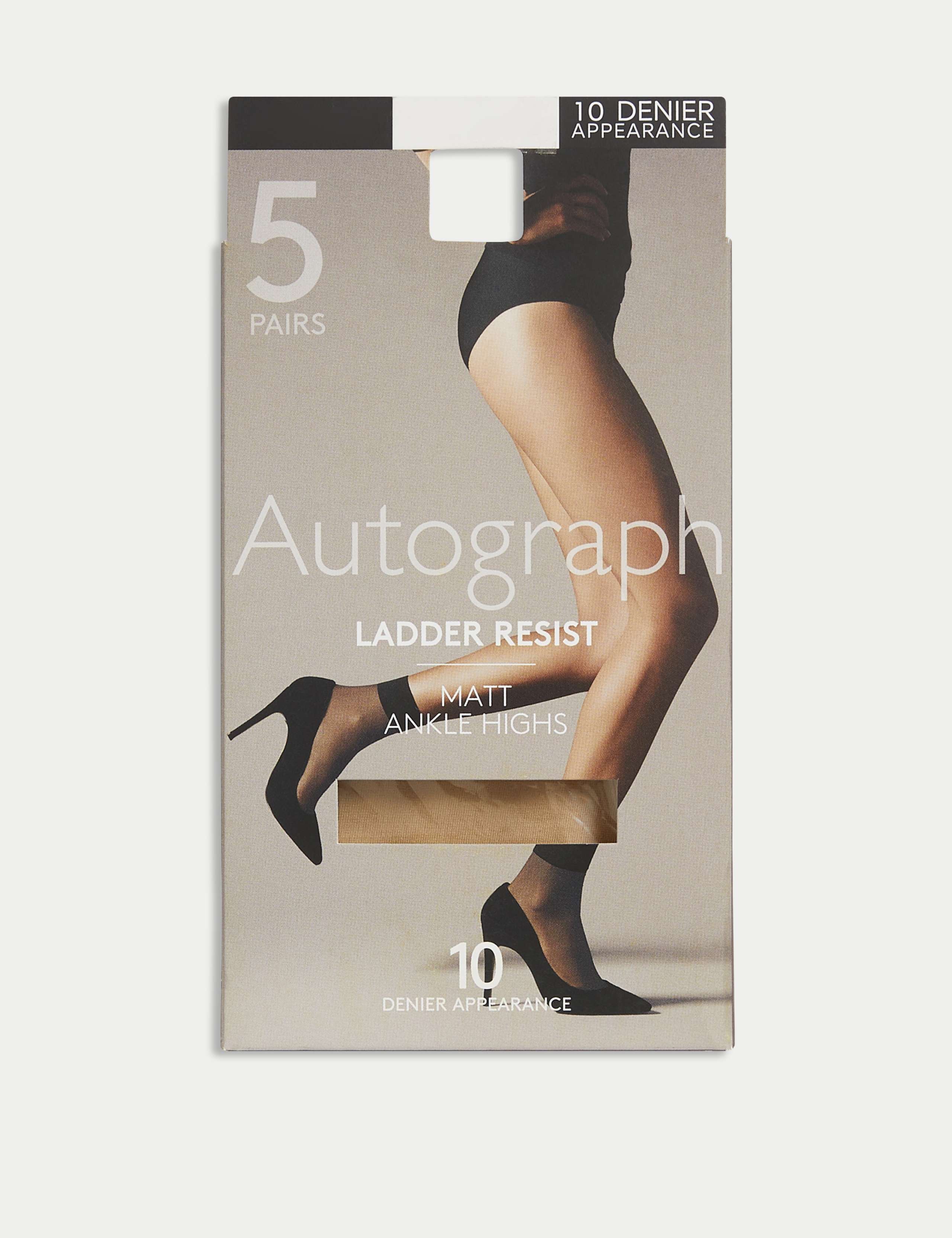 5pk 10 Denier Ladder Resist Matt Ankle Highs 2 of 4