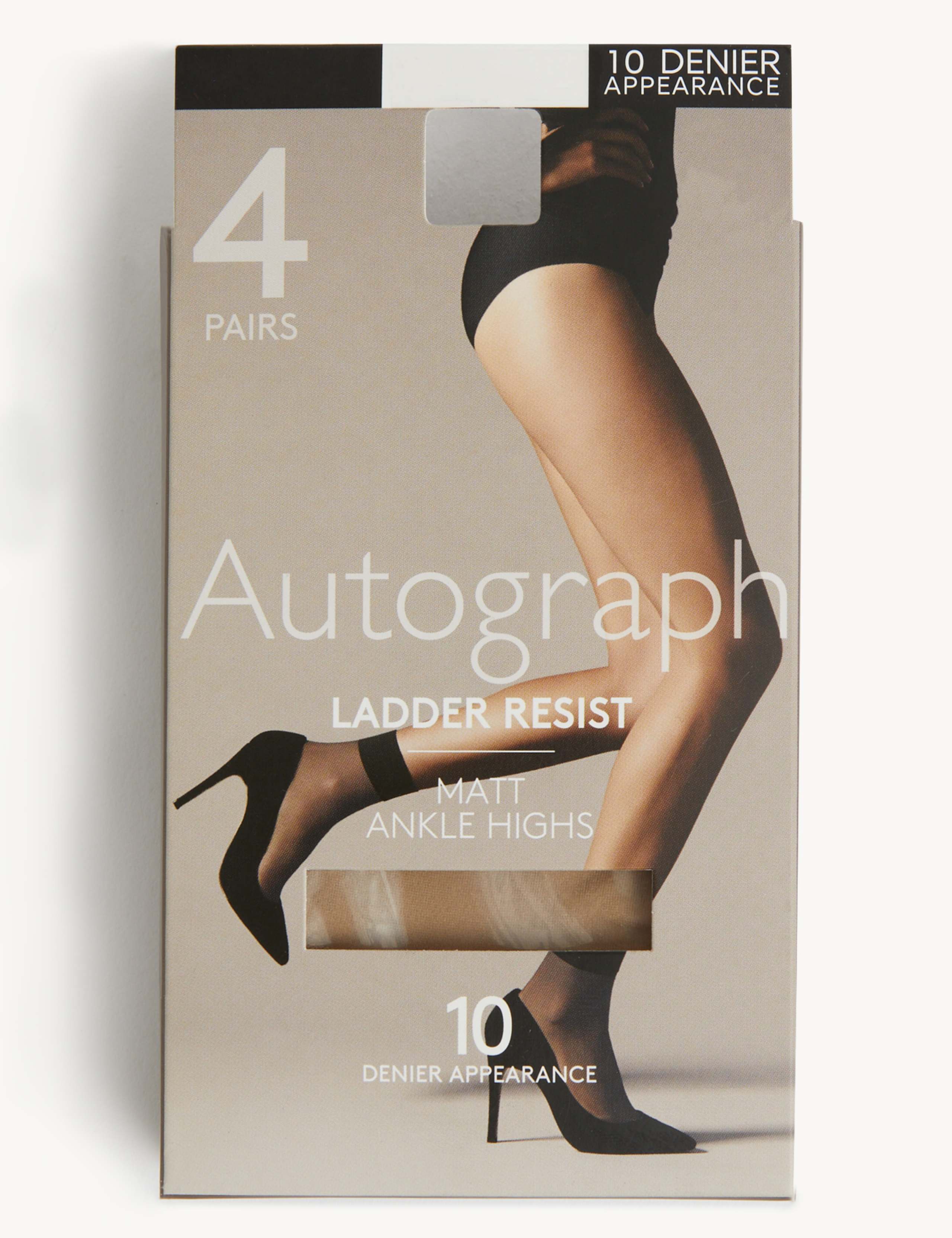 4pk 10 Denier Ladder Resist Ankle Highs 1 of 3