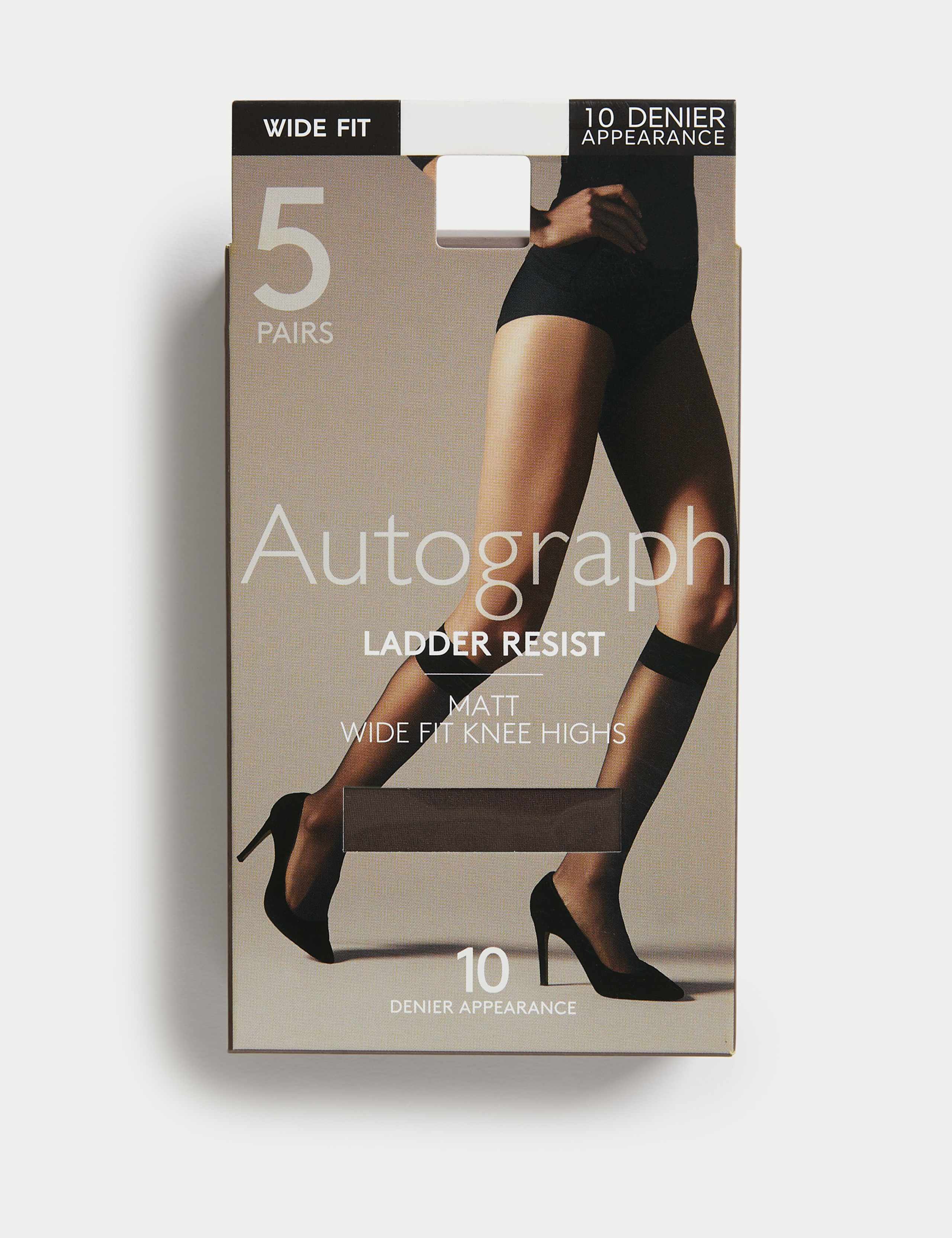 5pk 10 Denier Ladder Resist Matt Knee Highs 2 of 3