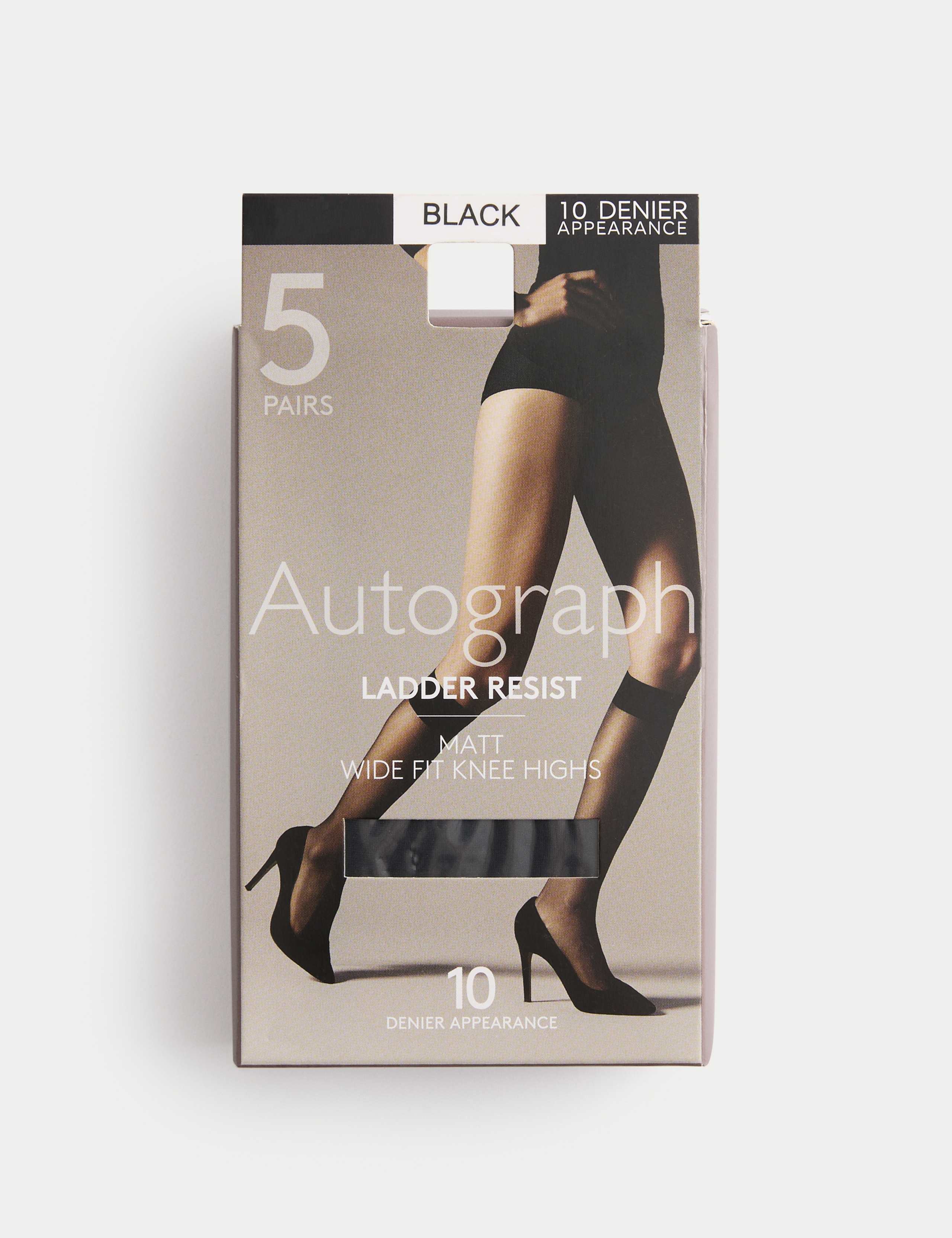 5 Pack 10 Denier Ladder Resist Matt Knee Highs 2 of 5