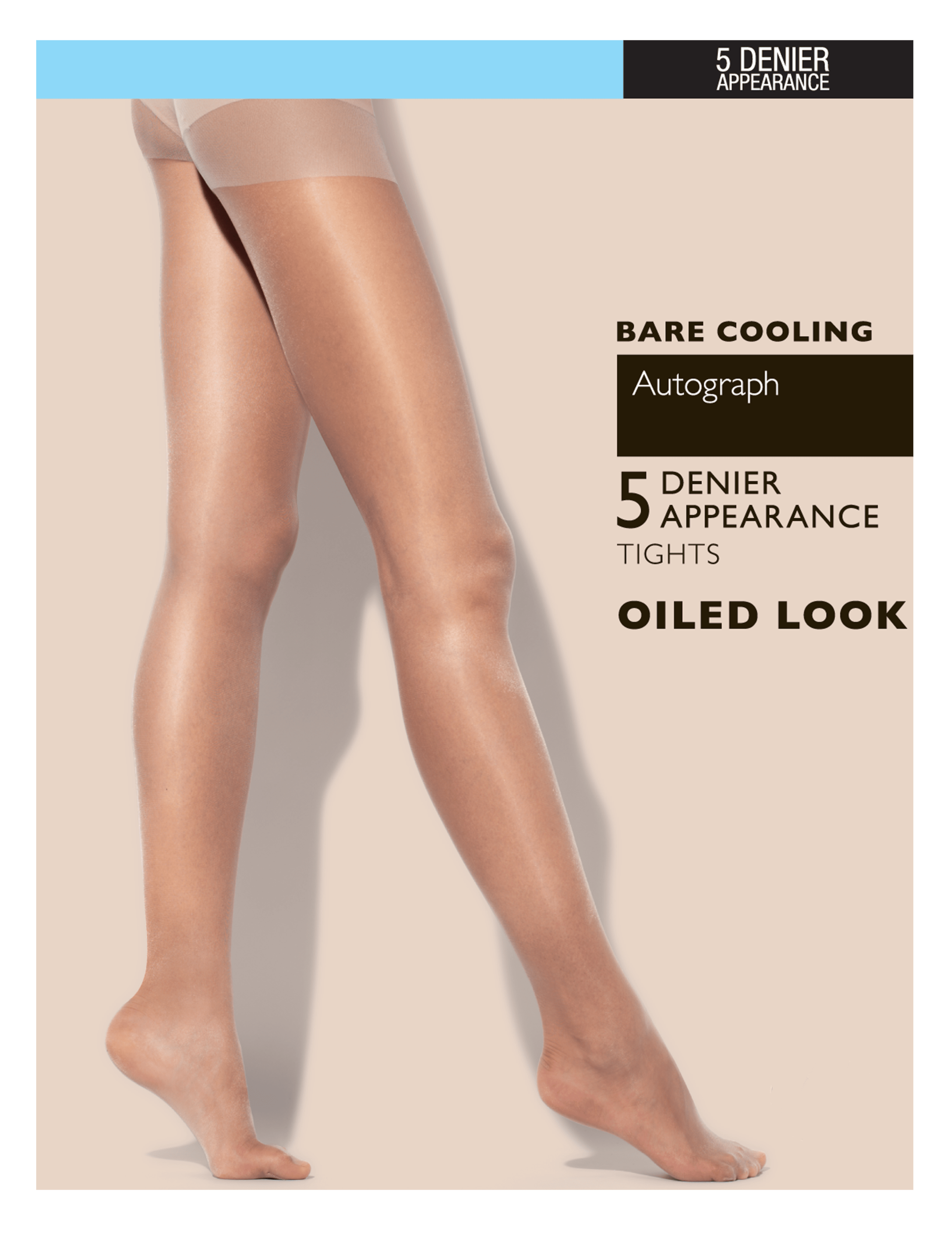 7 Denier Bare Cooling Sheer Oiled Tights 2 of 2