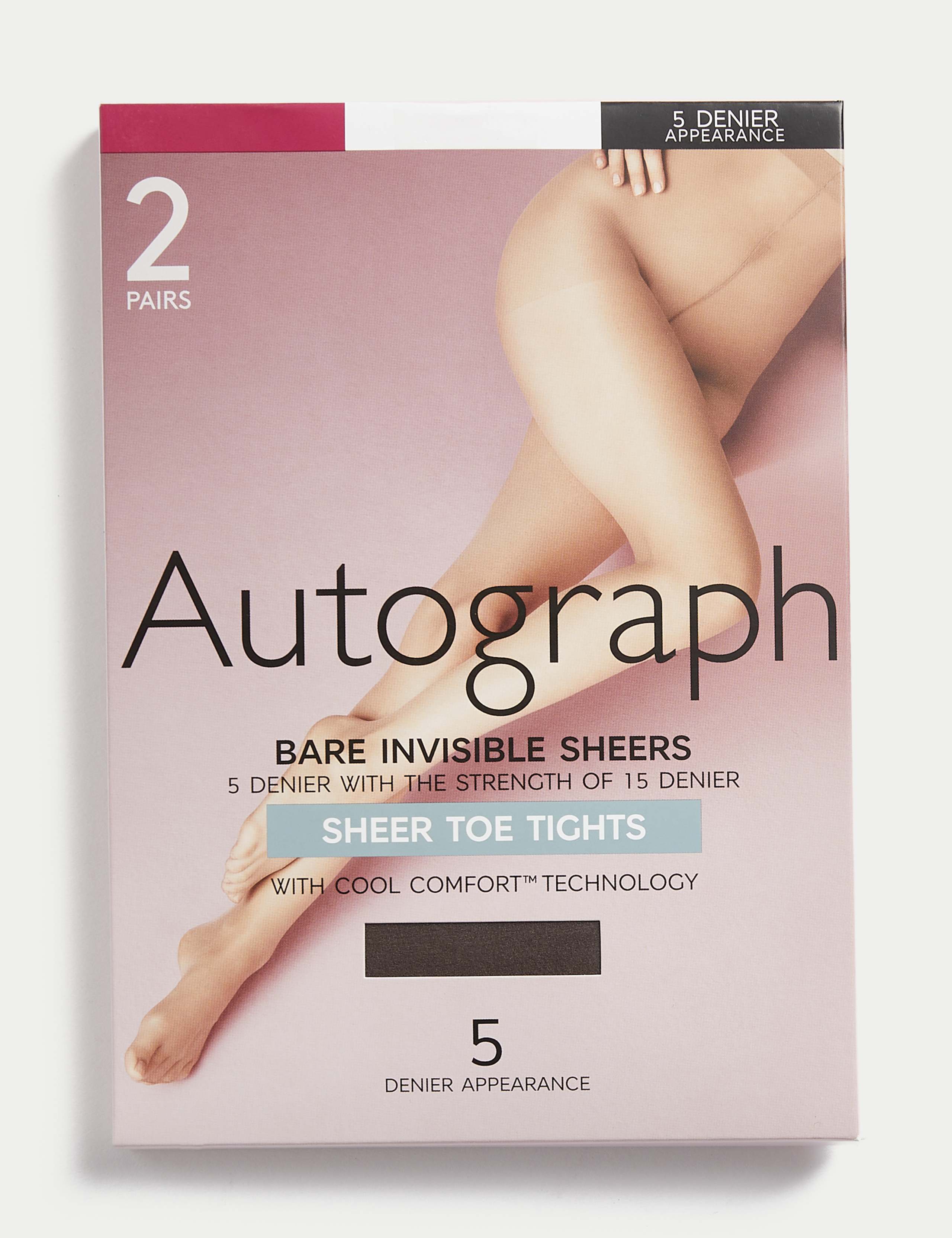 2pk 5 Denier Bare Invisibles Sheer Tights 2 of 5