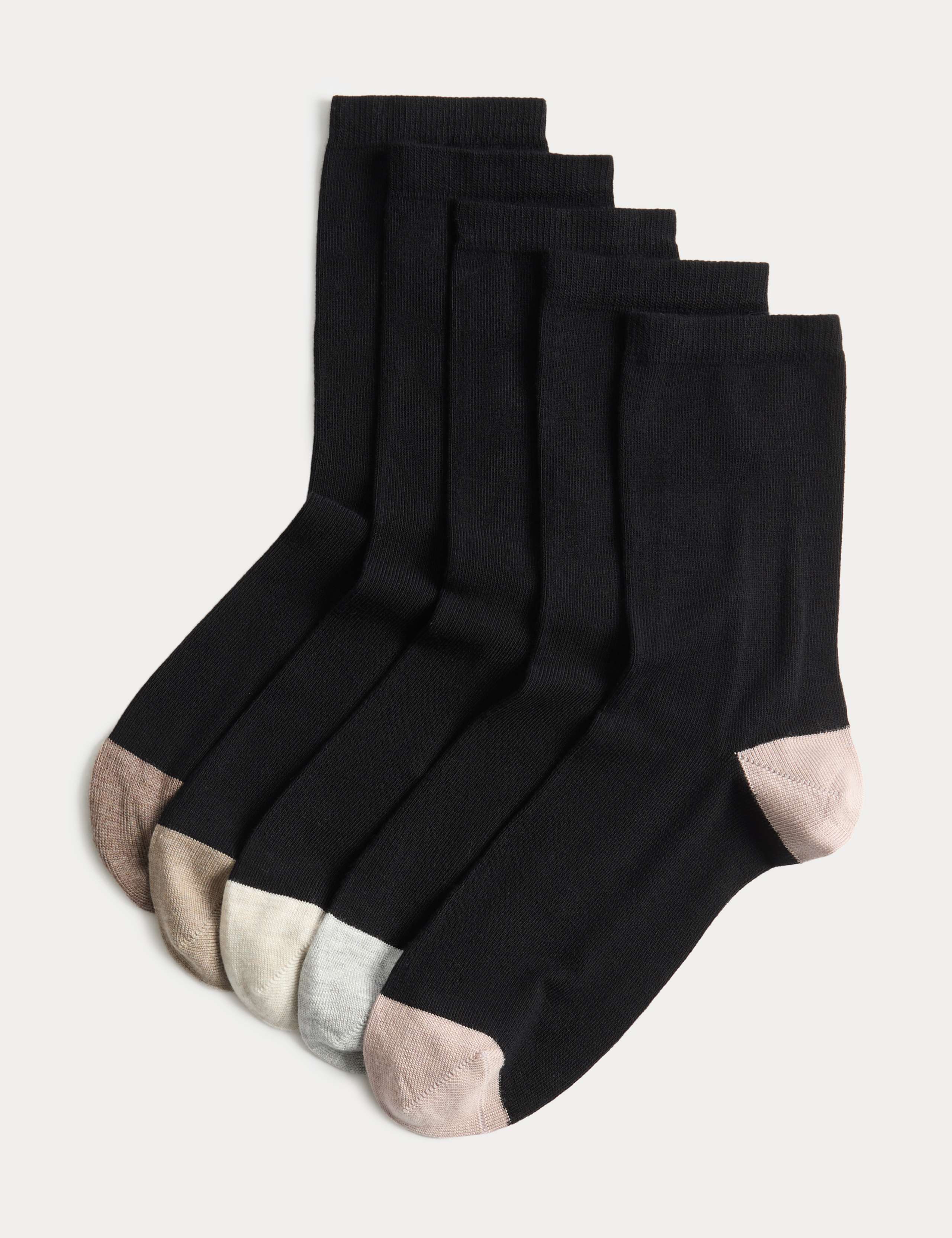 5pk Super Soft Colour Block Ankle High Socks 1 of 1