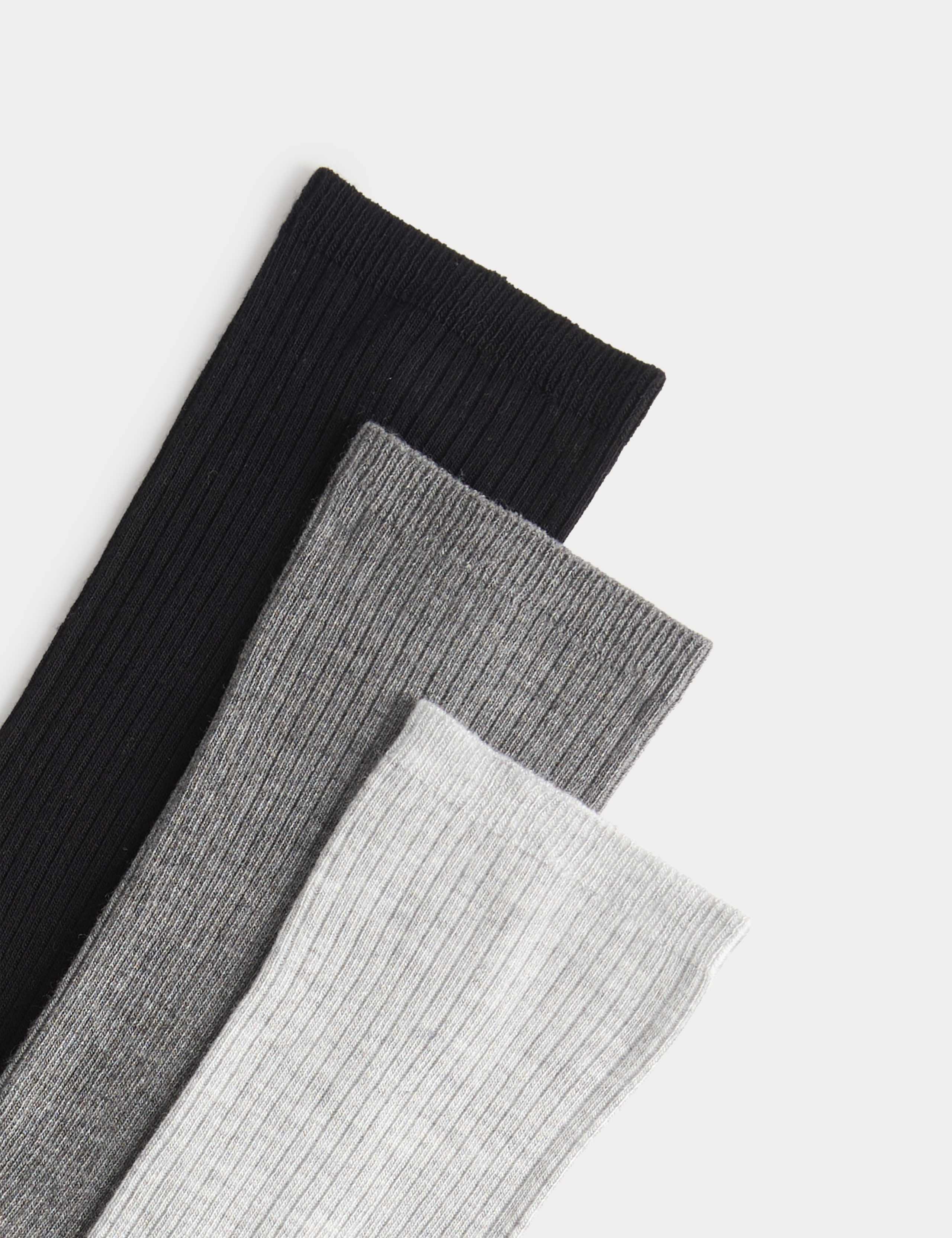 3 Pack Supersoft Ribbed Crew Socks 2 of 2