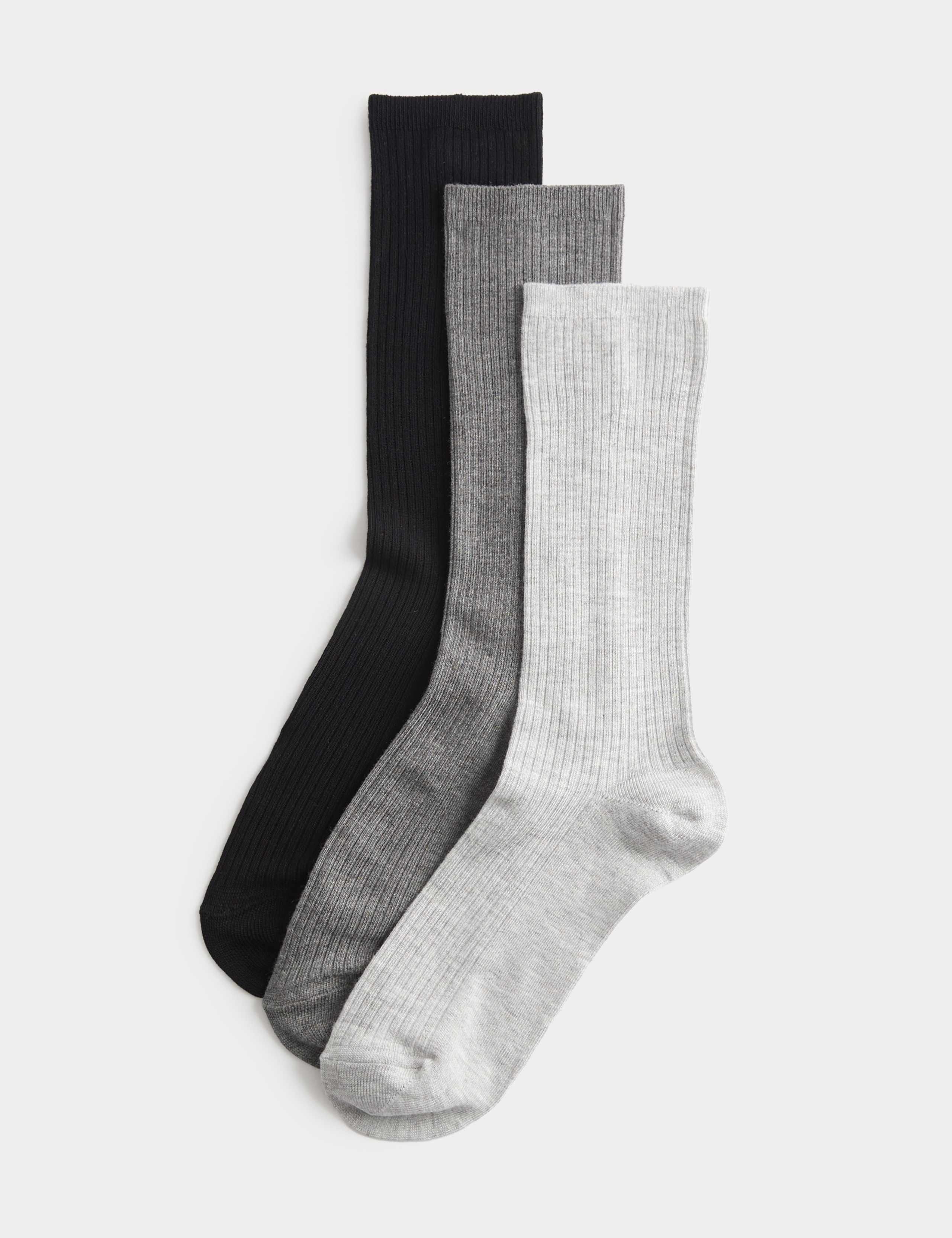 3 Pack Supersoft Ribbed Crew Socks 1 of 2