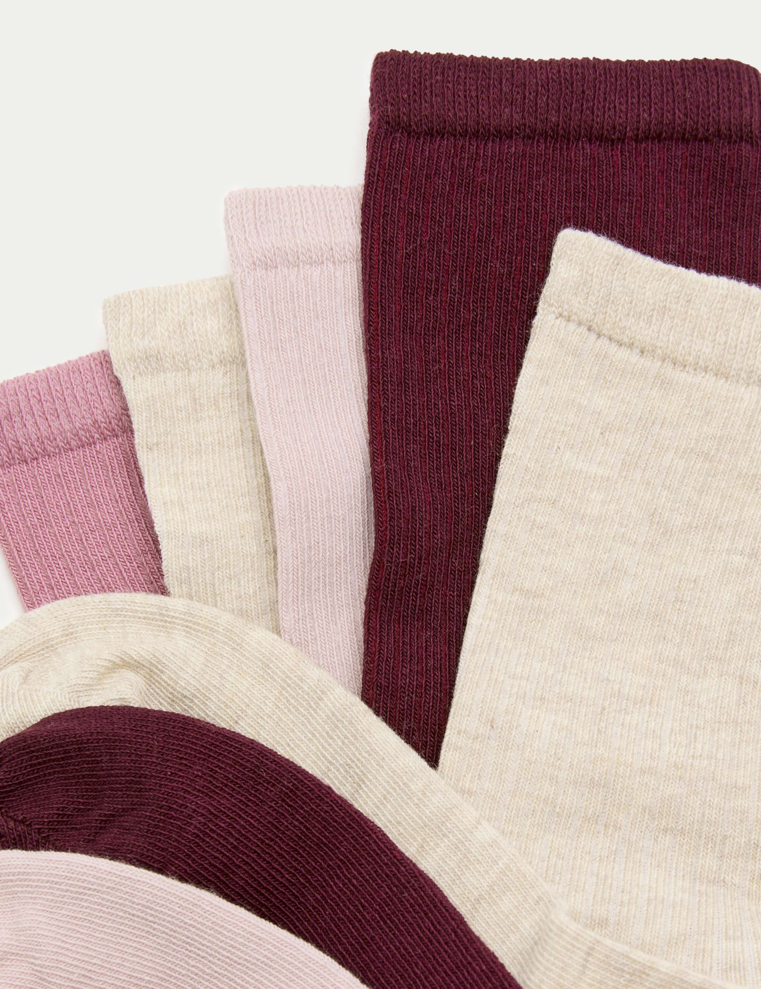 5pk Cotton Rich Ribbed Ankle High Socks 2 of 2