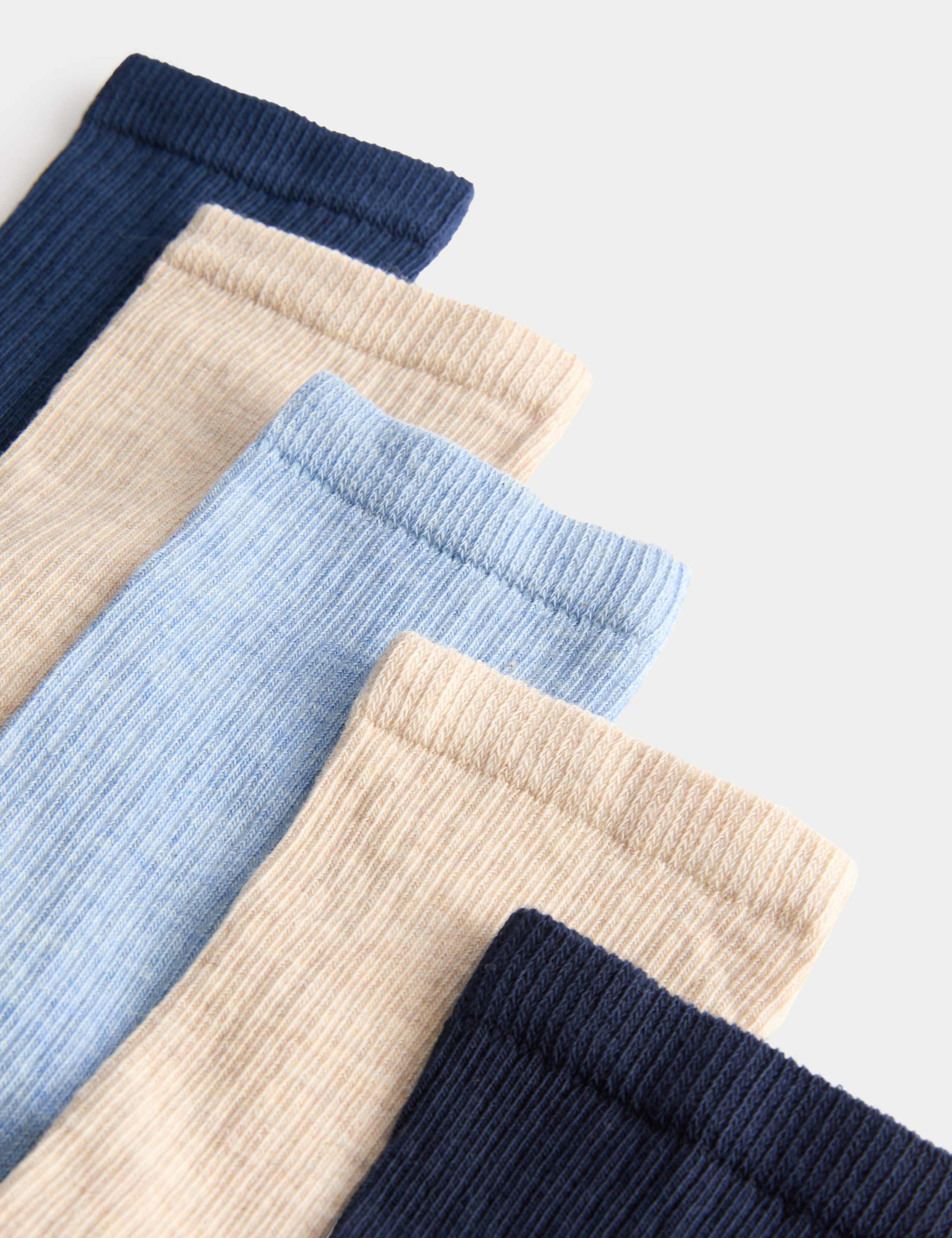 5pk Cotton Rich Ribbed Ankle High Socks 2 of 2