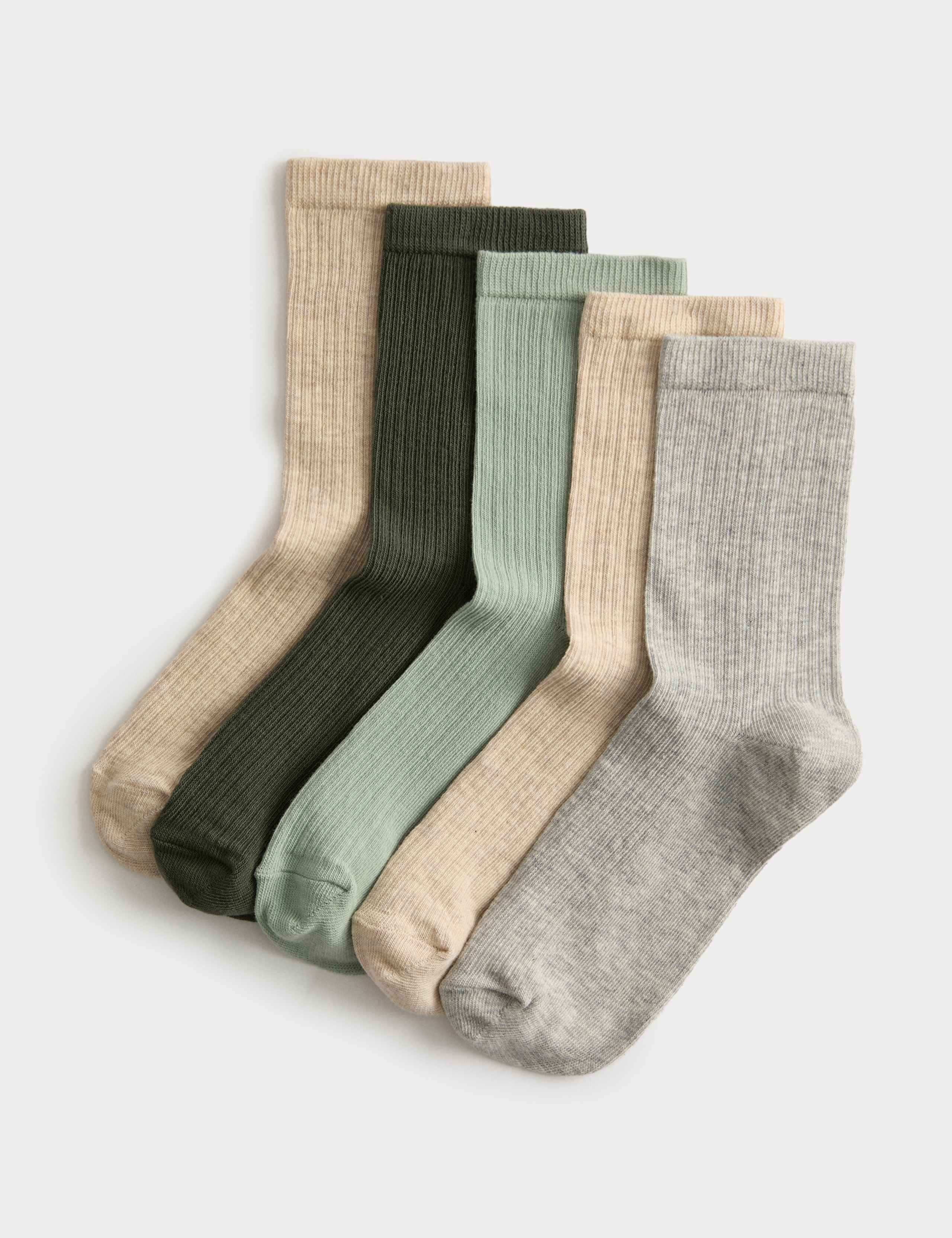 5pk Cotton Rich Ribbed Ankle High Socks 1 of 1