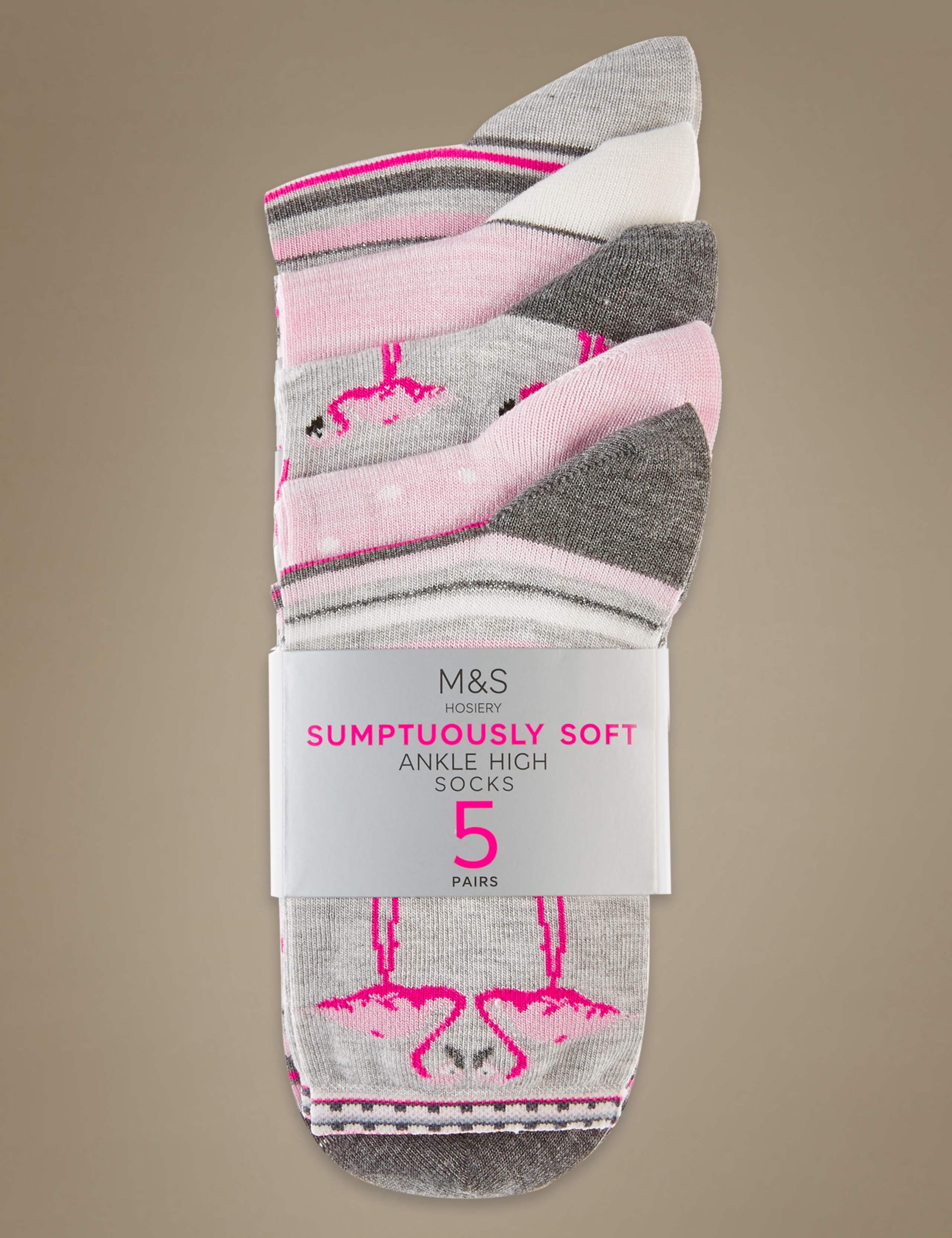 5 Pair Pack Printed Ankle High Socks 1 of 3