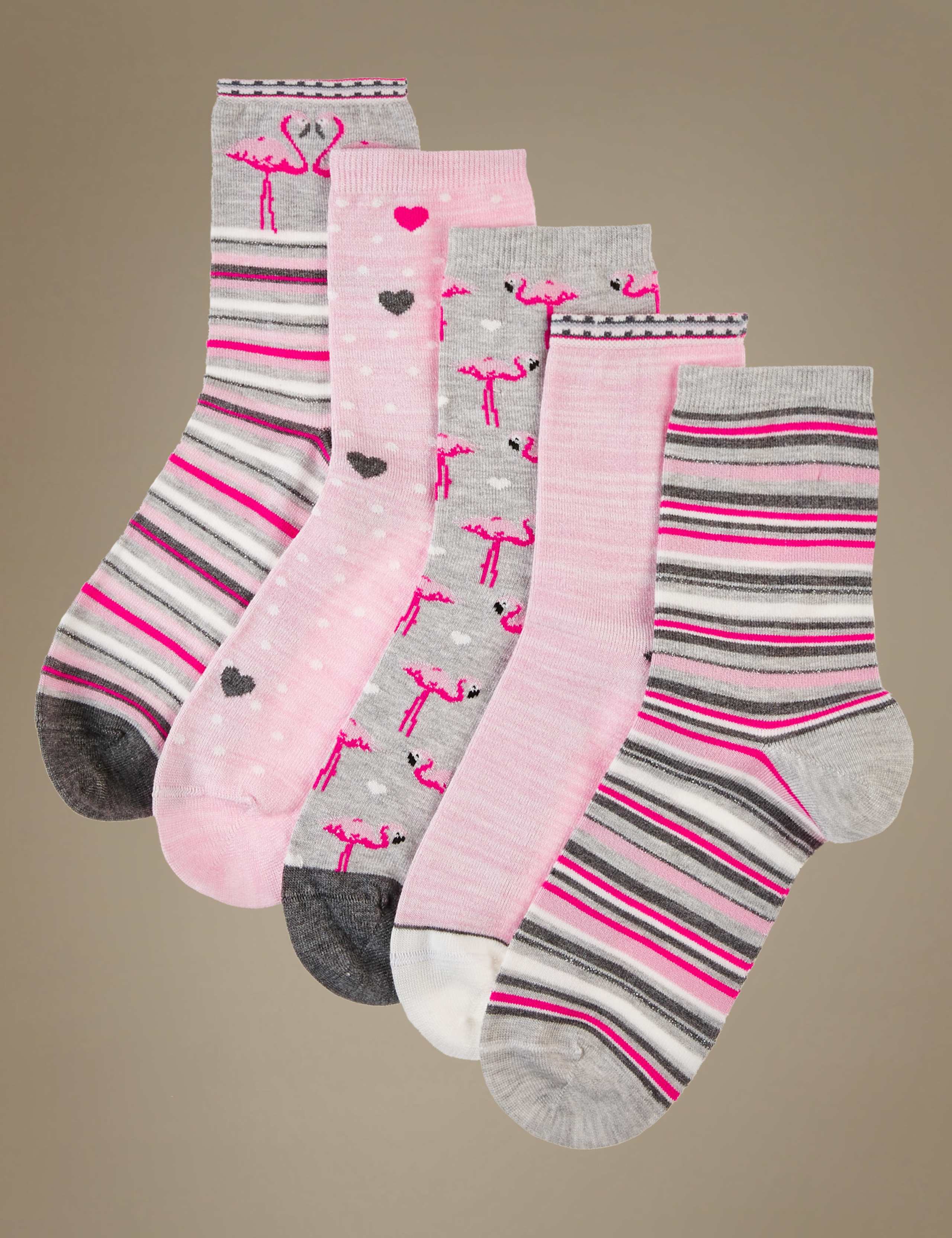 5 Pair Pack Printed Ankle High Socks 3 of 3