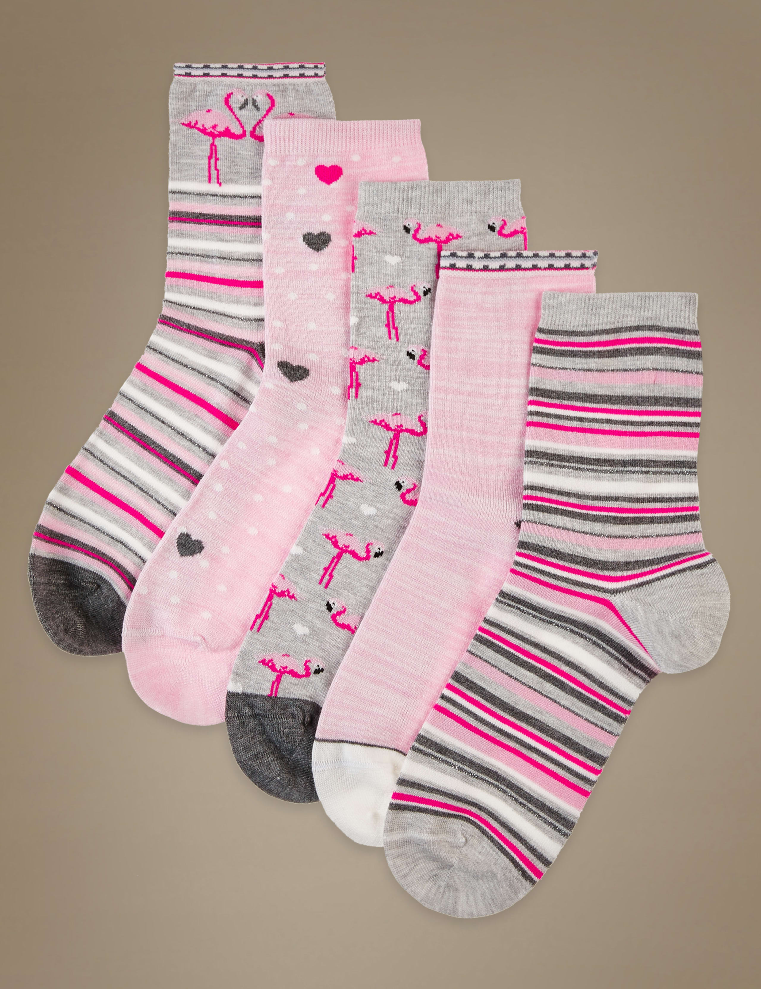 5 Pair Pack Printed Ankle High Socks 2 of 3