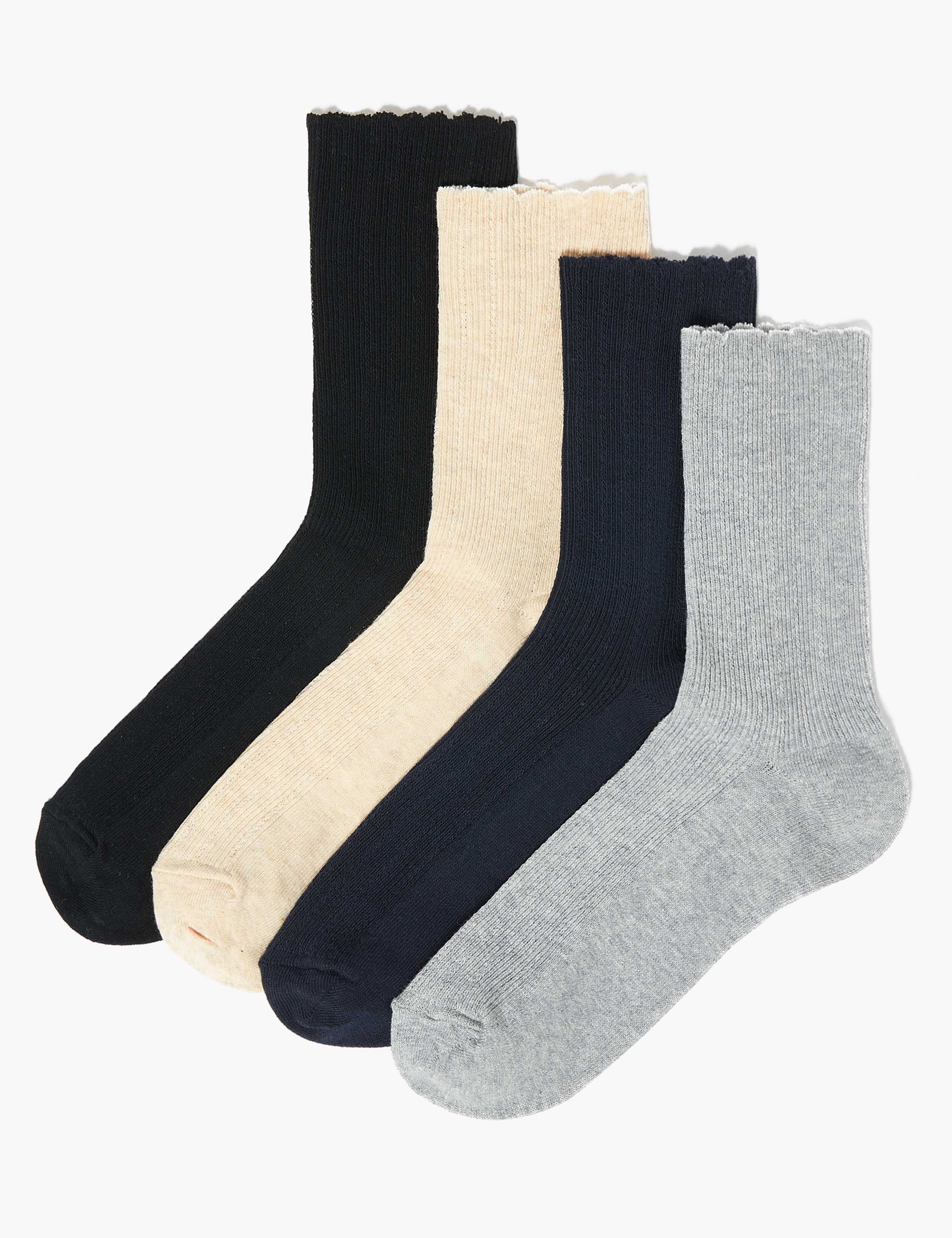 4 Pack Cotton Rich Ankle High Socks 2 of 2