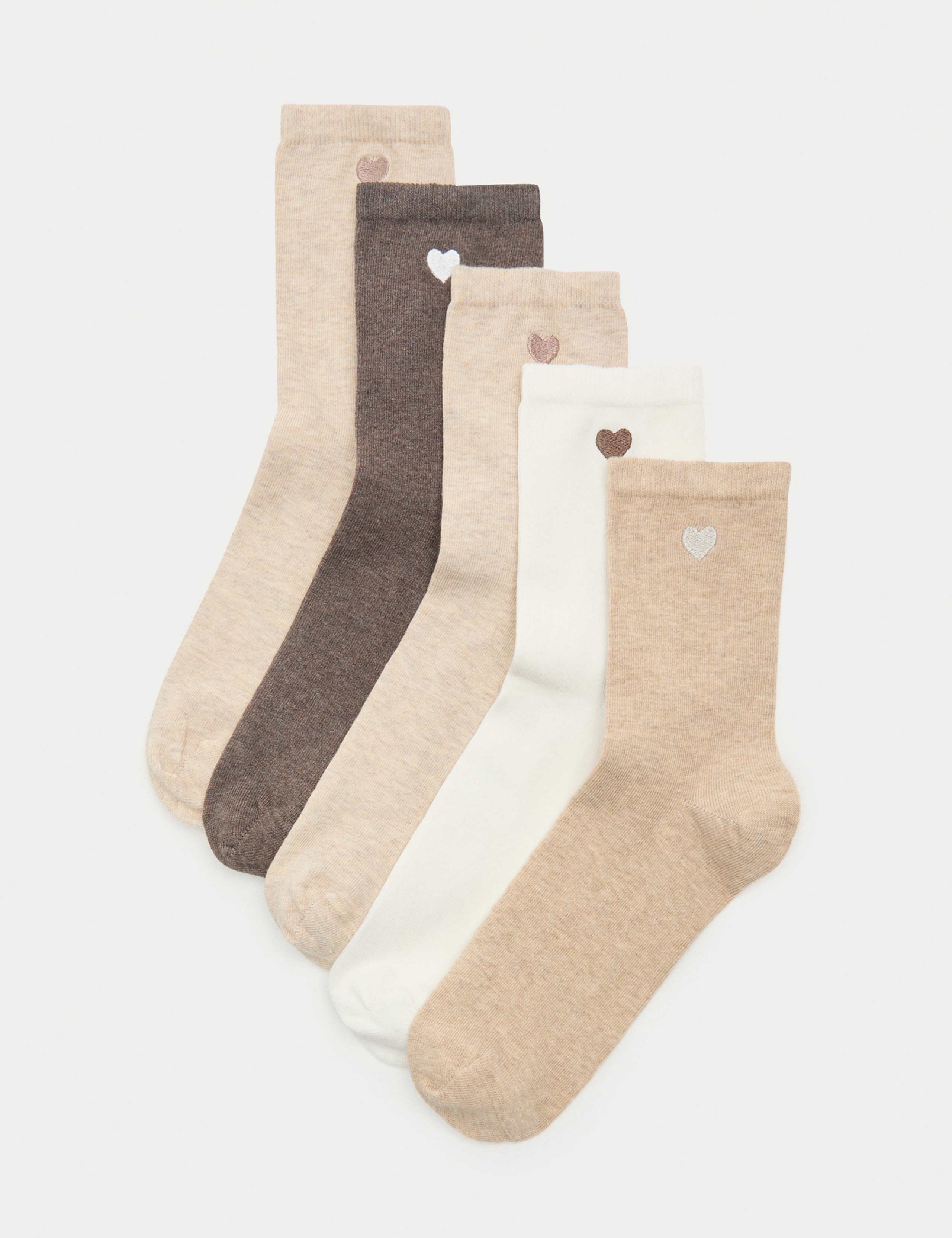 5 Pack Cotton Rich Embroidered Crew Socks 1 of 2