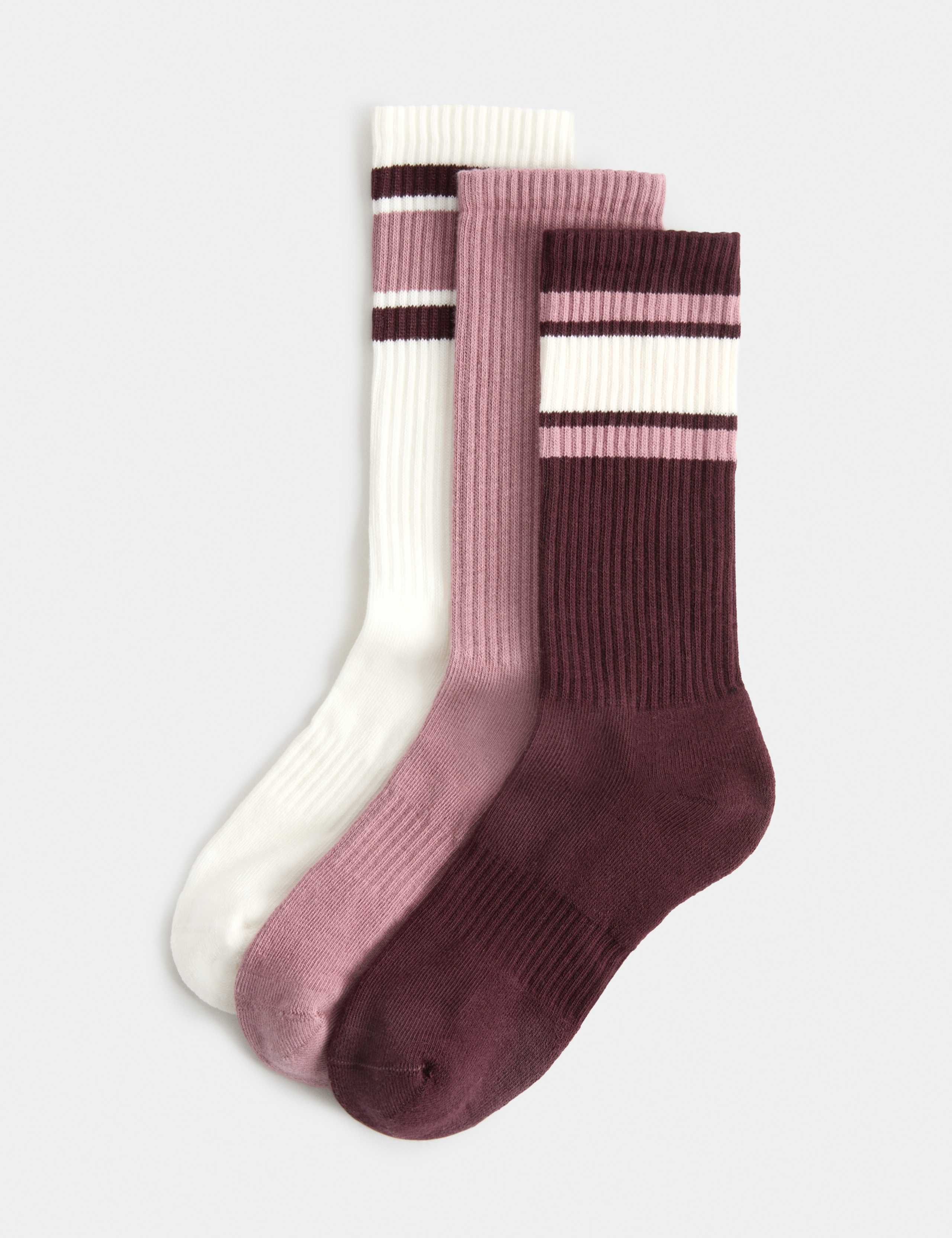3 Pack Cotton Rich Striped Crew Socks 1 of 2