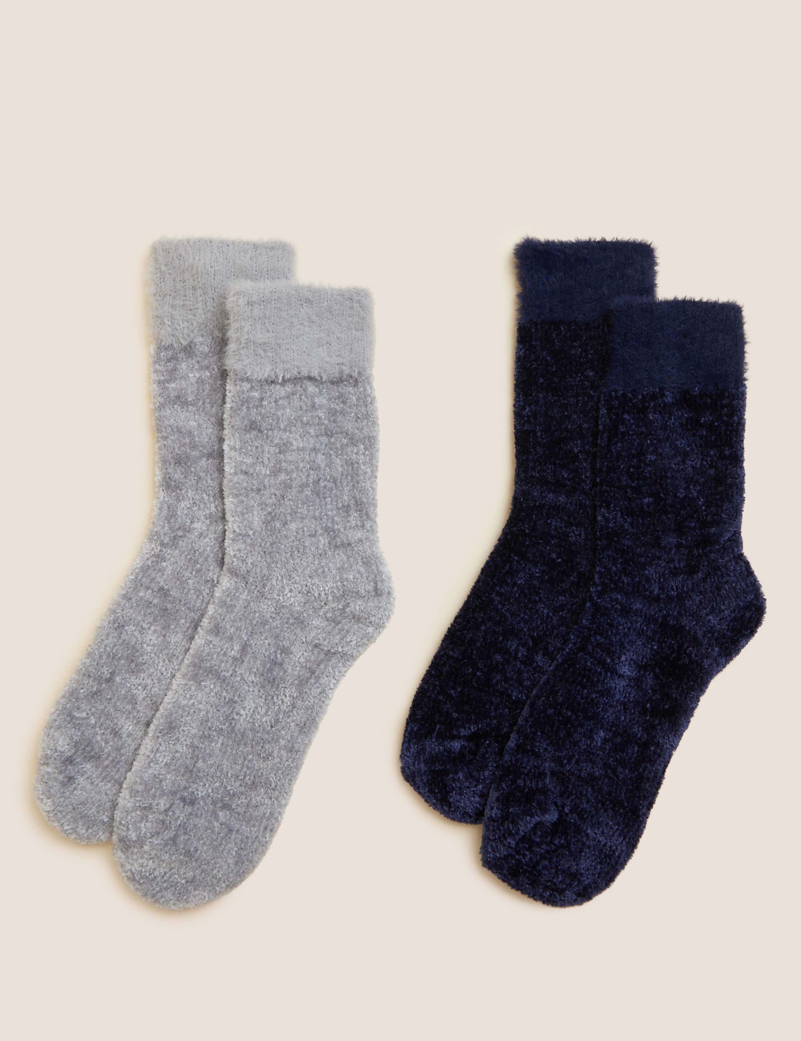 2pk Recycled Thermal Velvet Cosy Socks 1 of 1