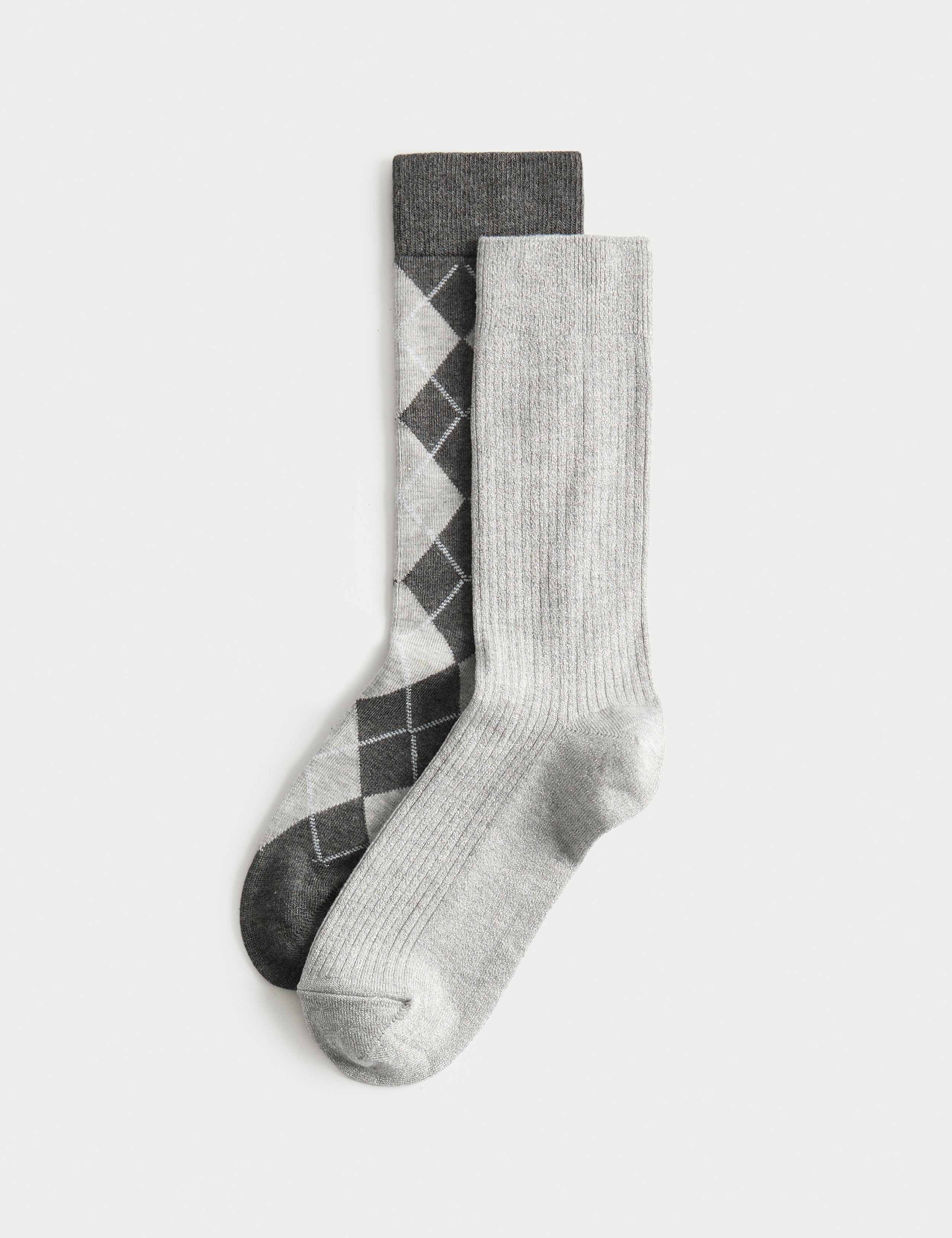 2 Pack Argyle Crew Socks 1 of 5