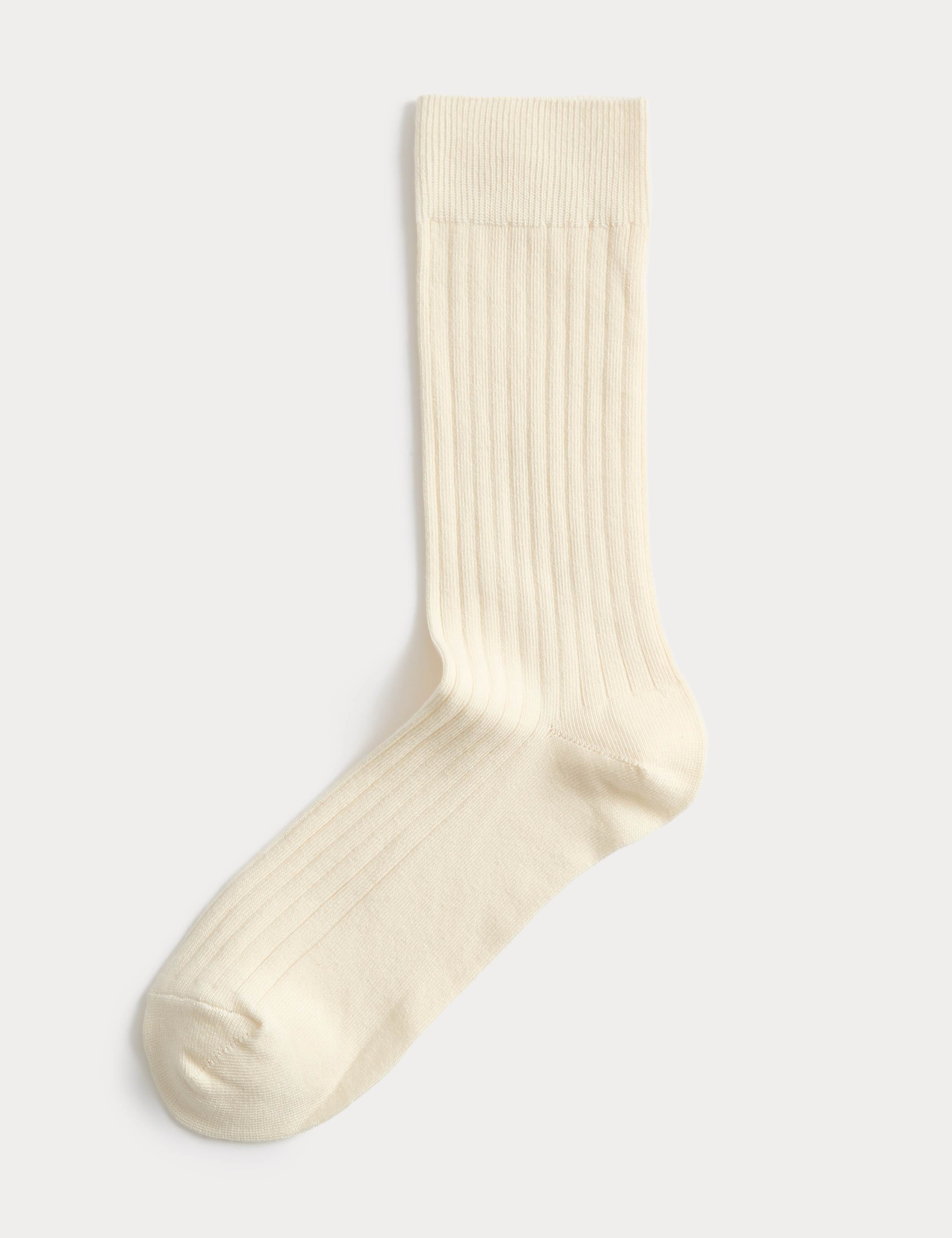 Cotton Rich Ribbed Crew Socks 1 of 1