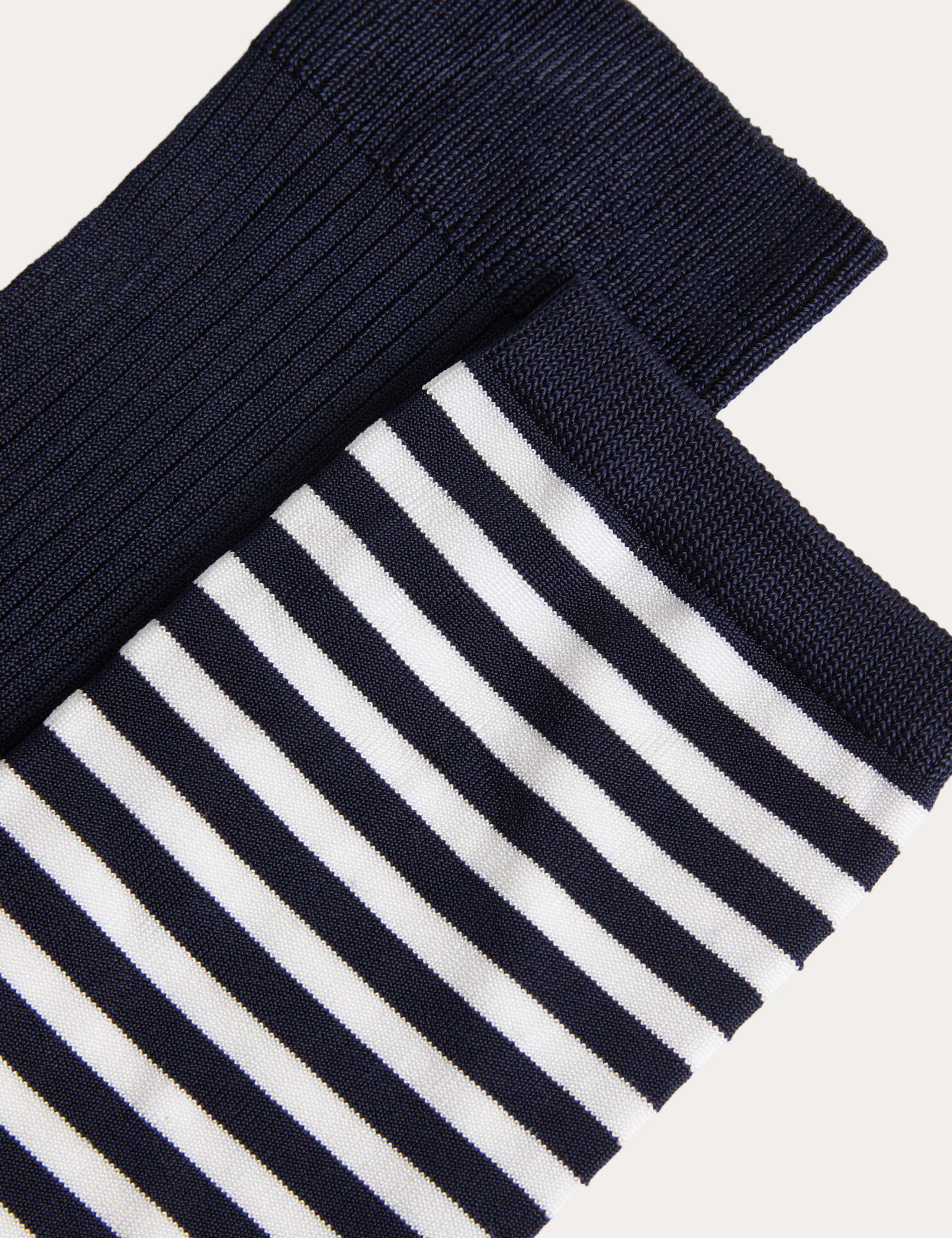 2 Pack Rayon Striped Crew Socks 2 of 2