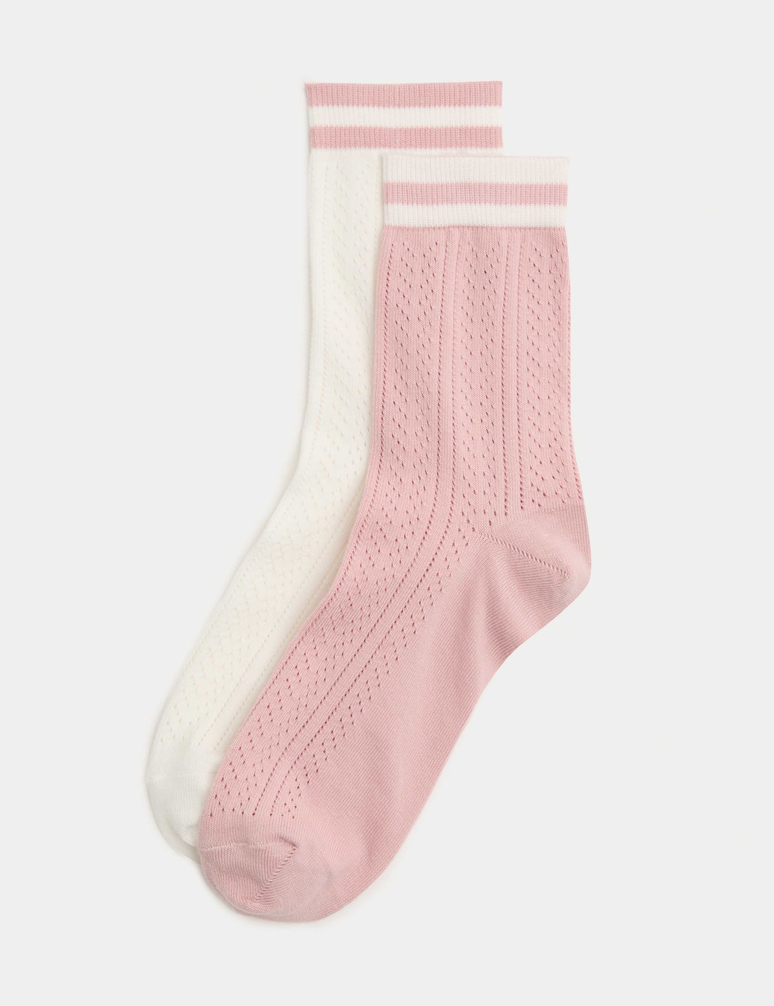 2 Pack Cotton Rich Sports Stripe Crew Socks 1 of 2