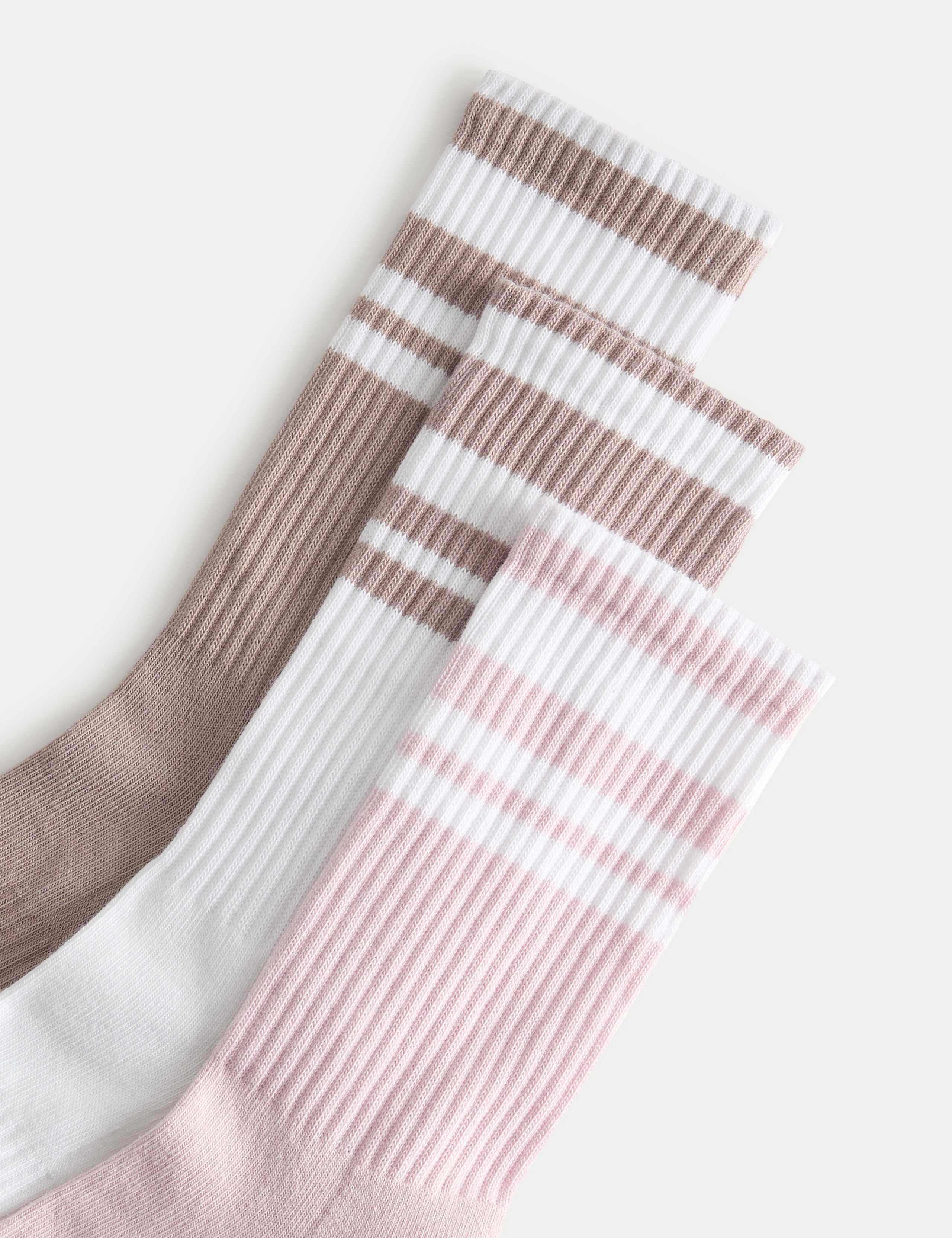 3 Pack Cotton Rich Striped Crew Socks 2 of 2