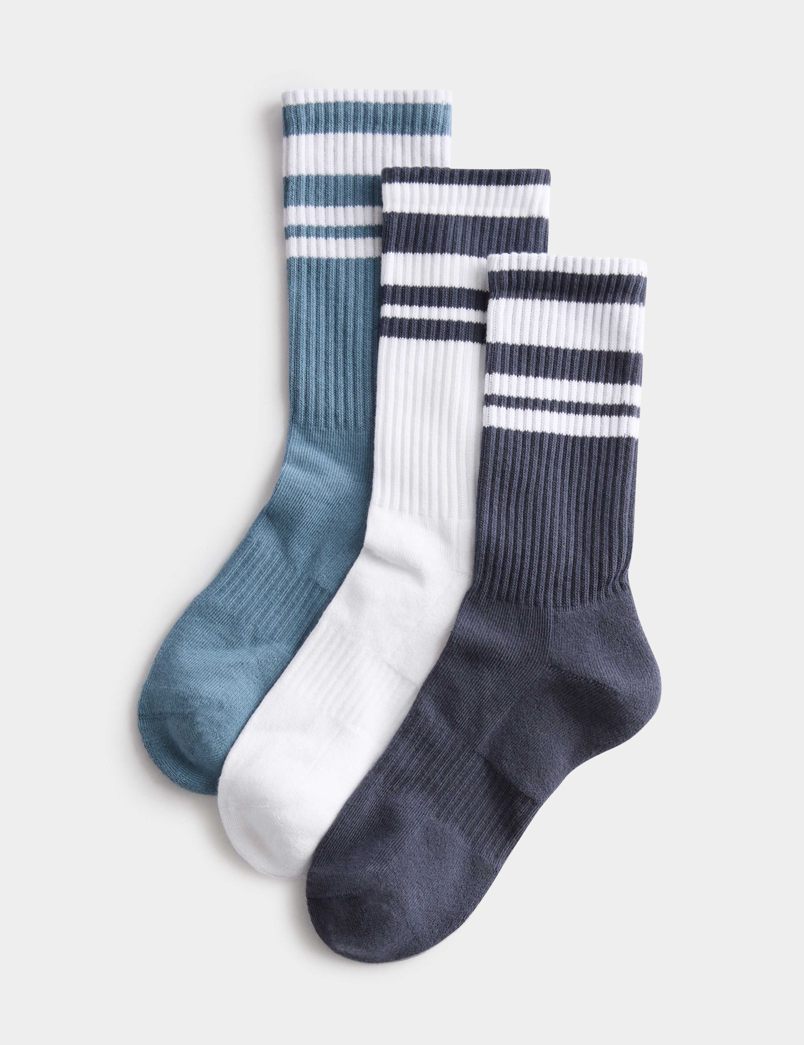 3 Pack Cotton Rich Striped Crew Socks 1 of 2