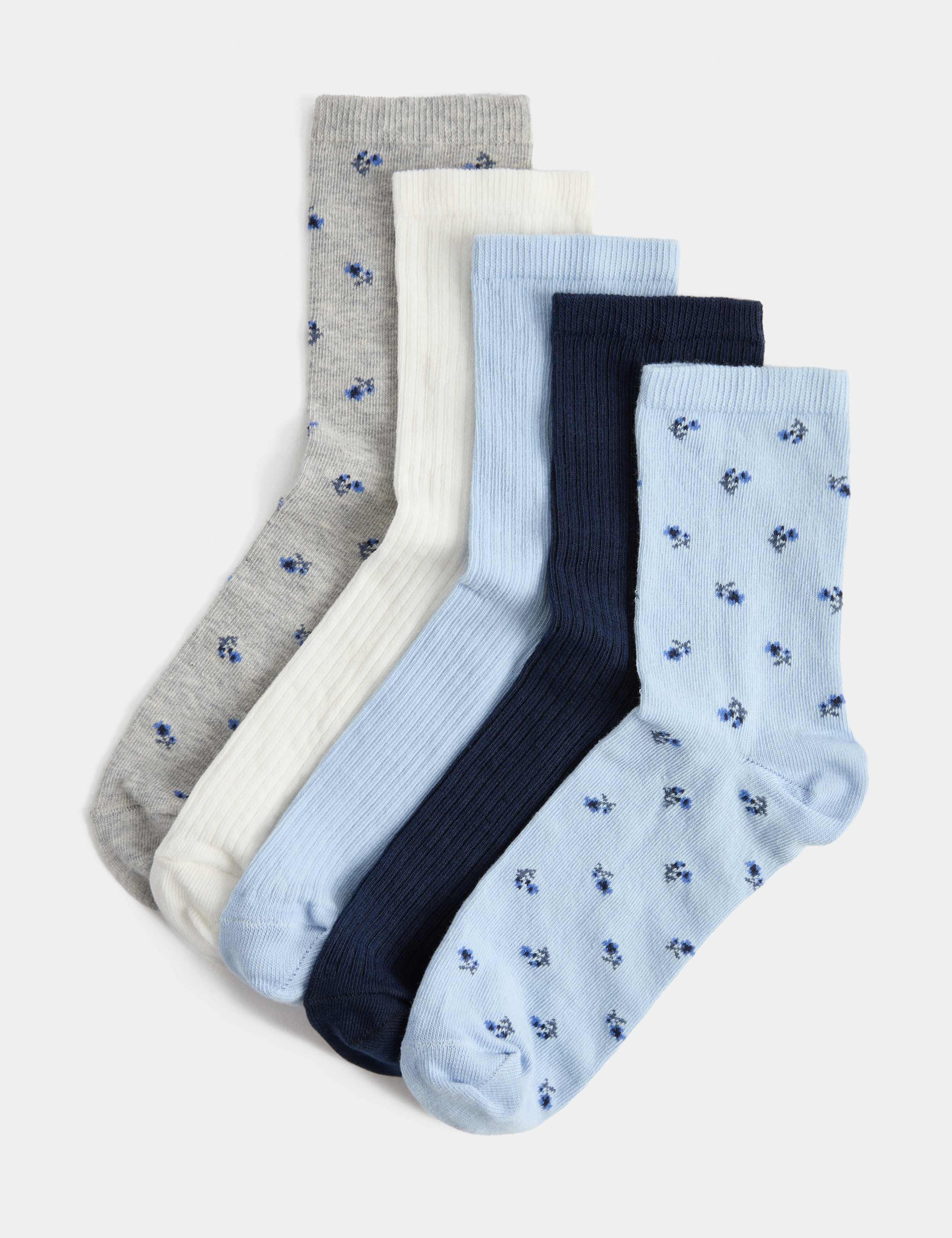 5 Pack Cotton Rich Spotty Ankle High Socks 1 of 2