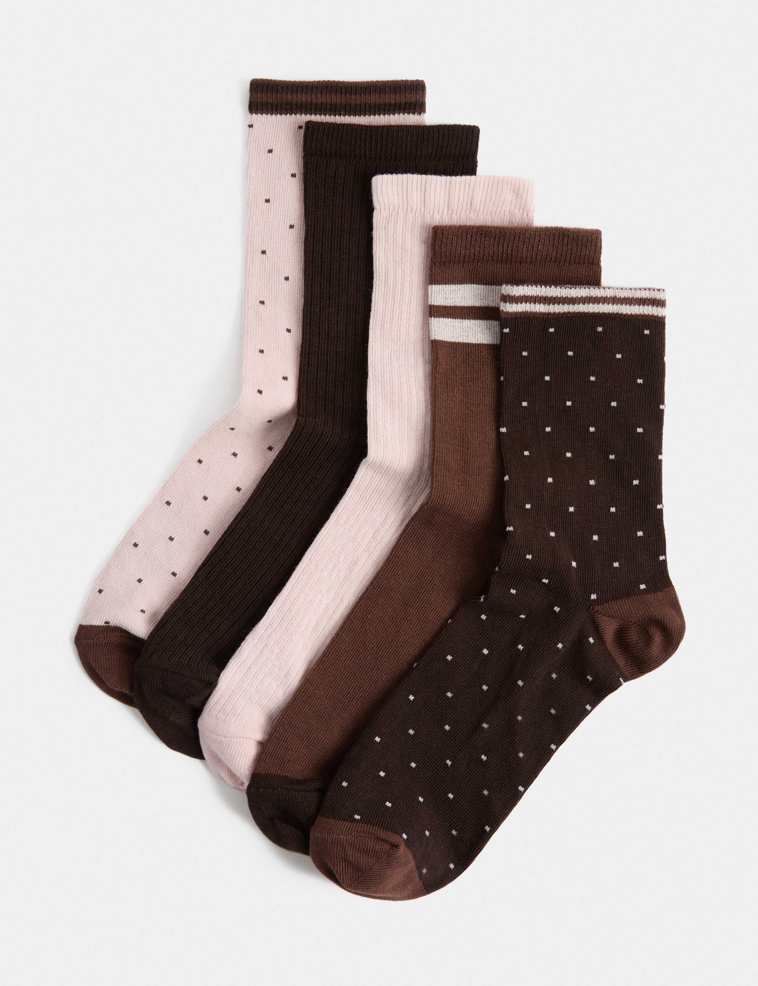 5 Pack Cotton Rich Spotty Ankle High Socks 1 of 2