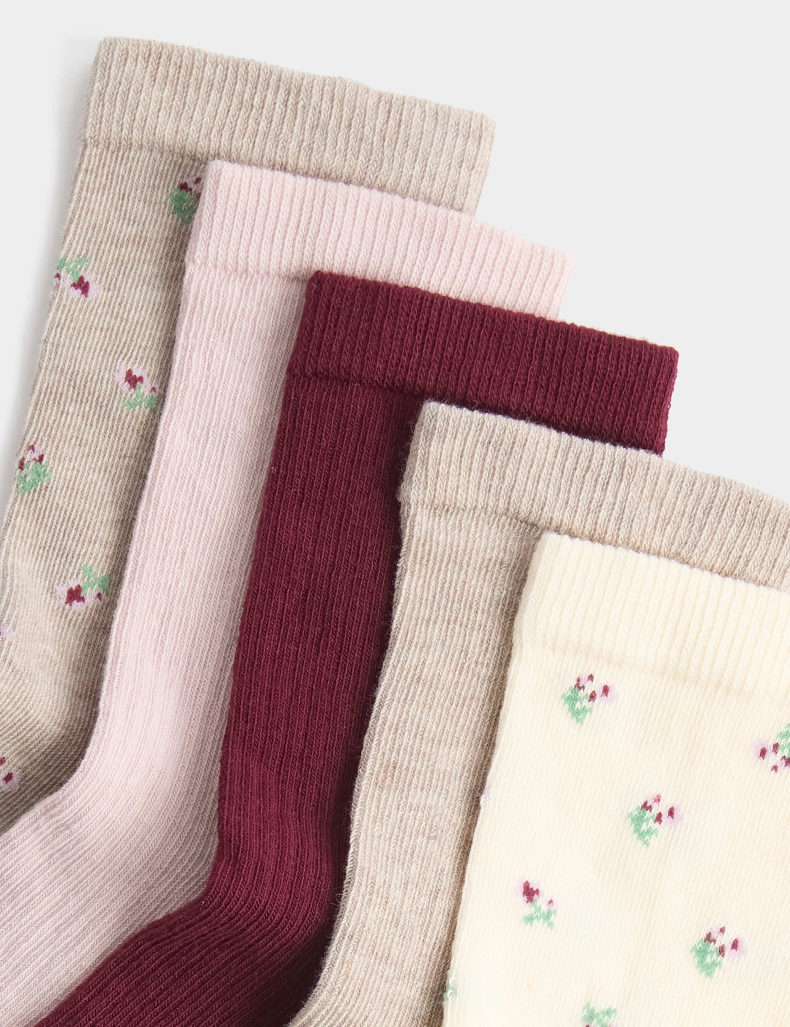 5 Pack Cotton Rich Floral Crew Socks 2 of 2