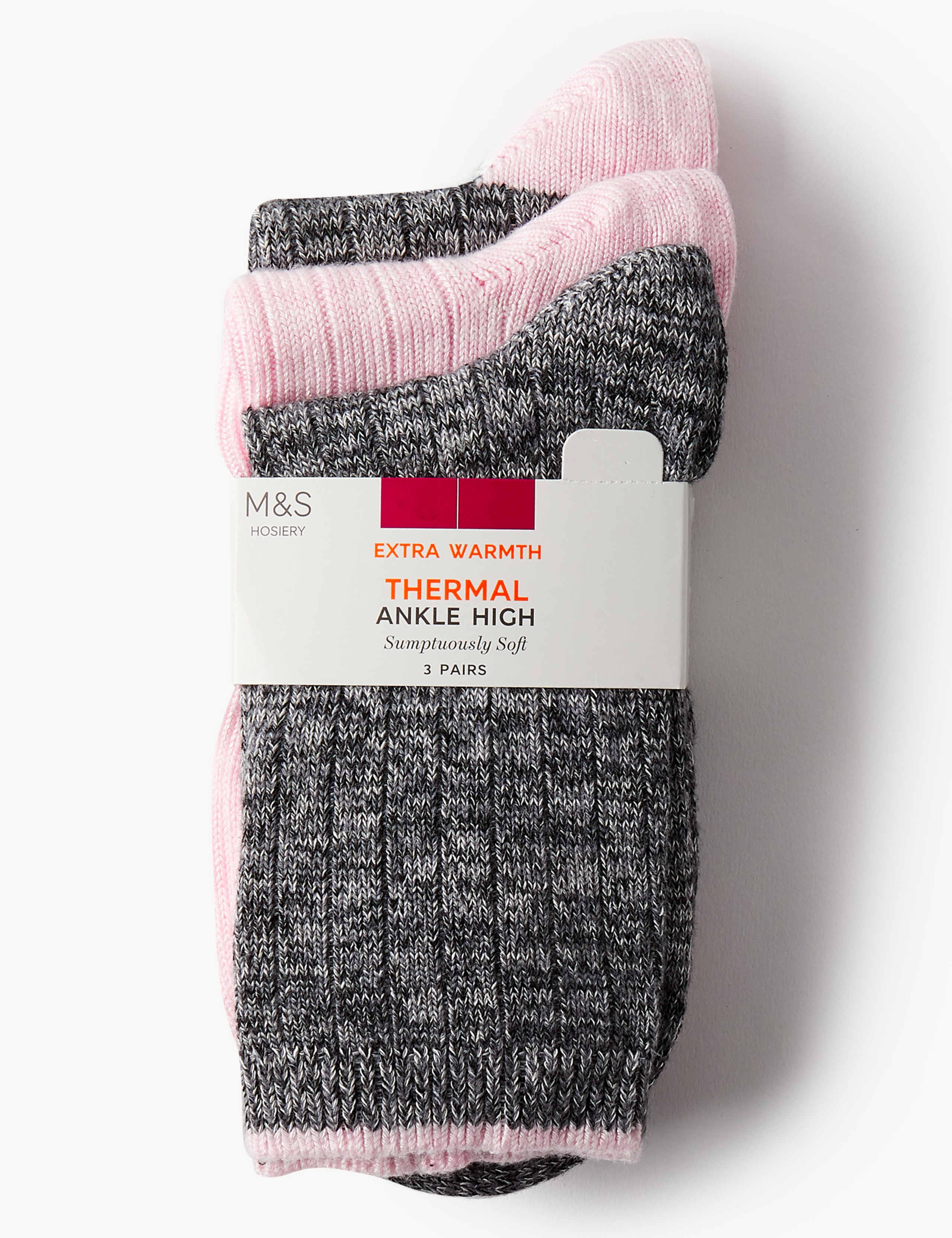 3 Pair Pack Thermal Ankle High Socks 2 of 3
