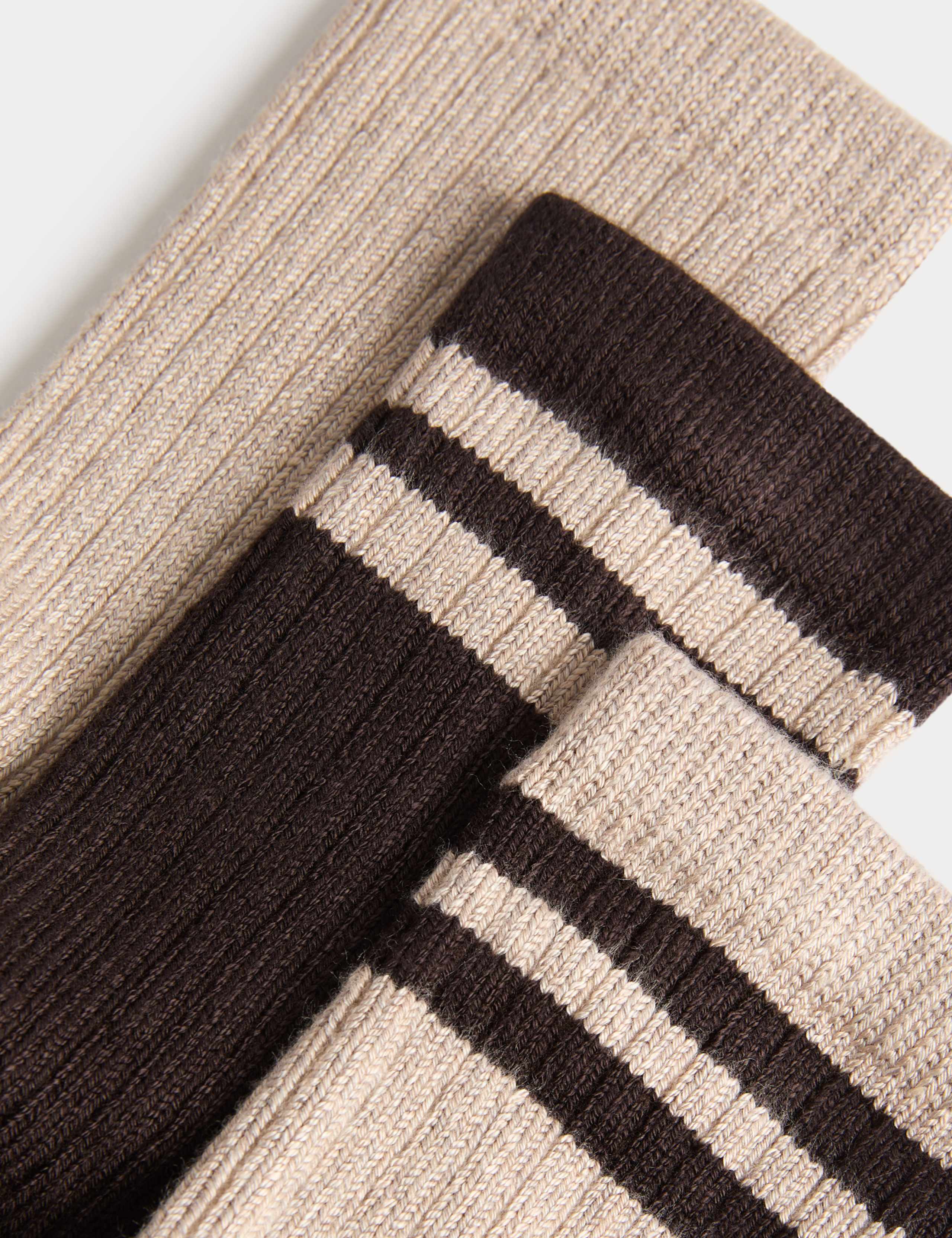 3 Pack Supersoft Ribbed Striped Crew Thermal Socks 2 of 2
