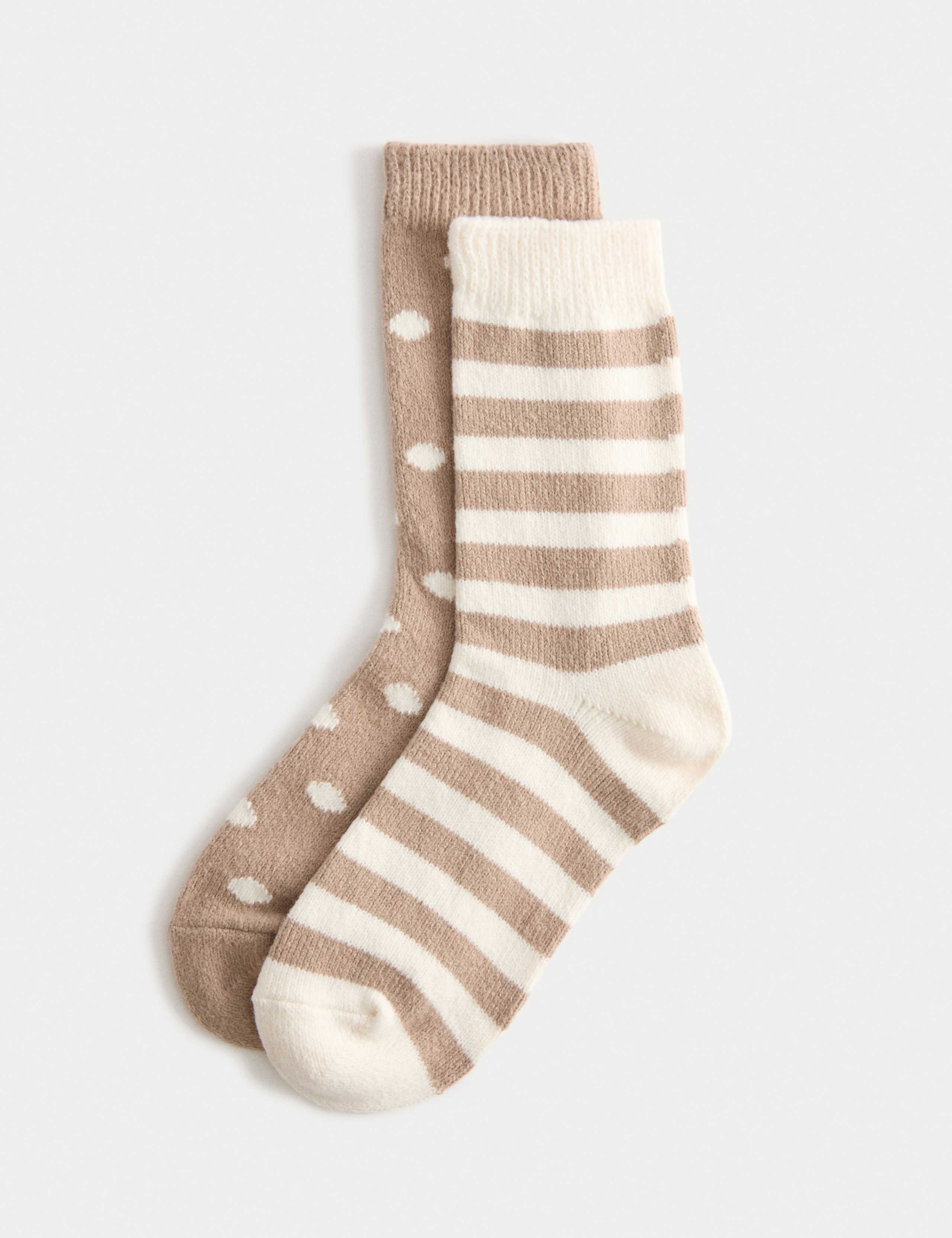 2pk Cosy Striped & Polka Dot Ankle Socks 1 of 2