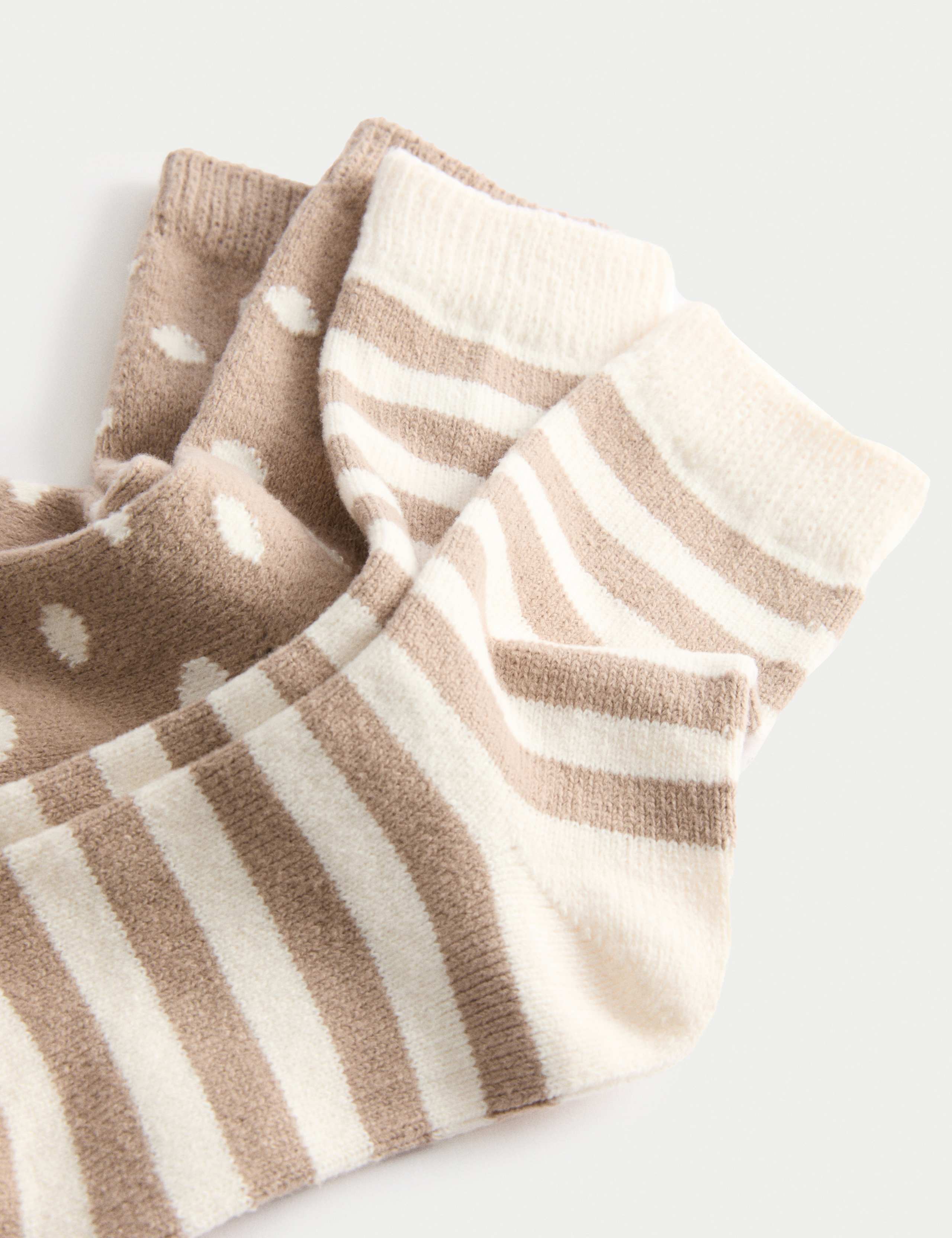 2pk Cosy Striped & Polka Dot Ankle Socks 2 of 2