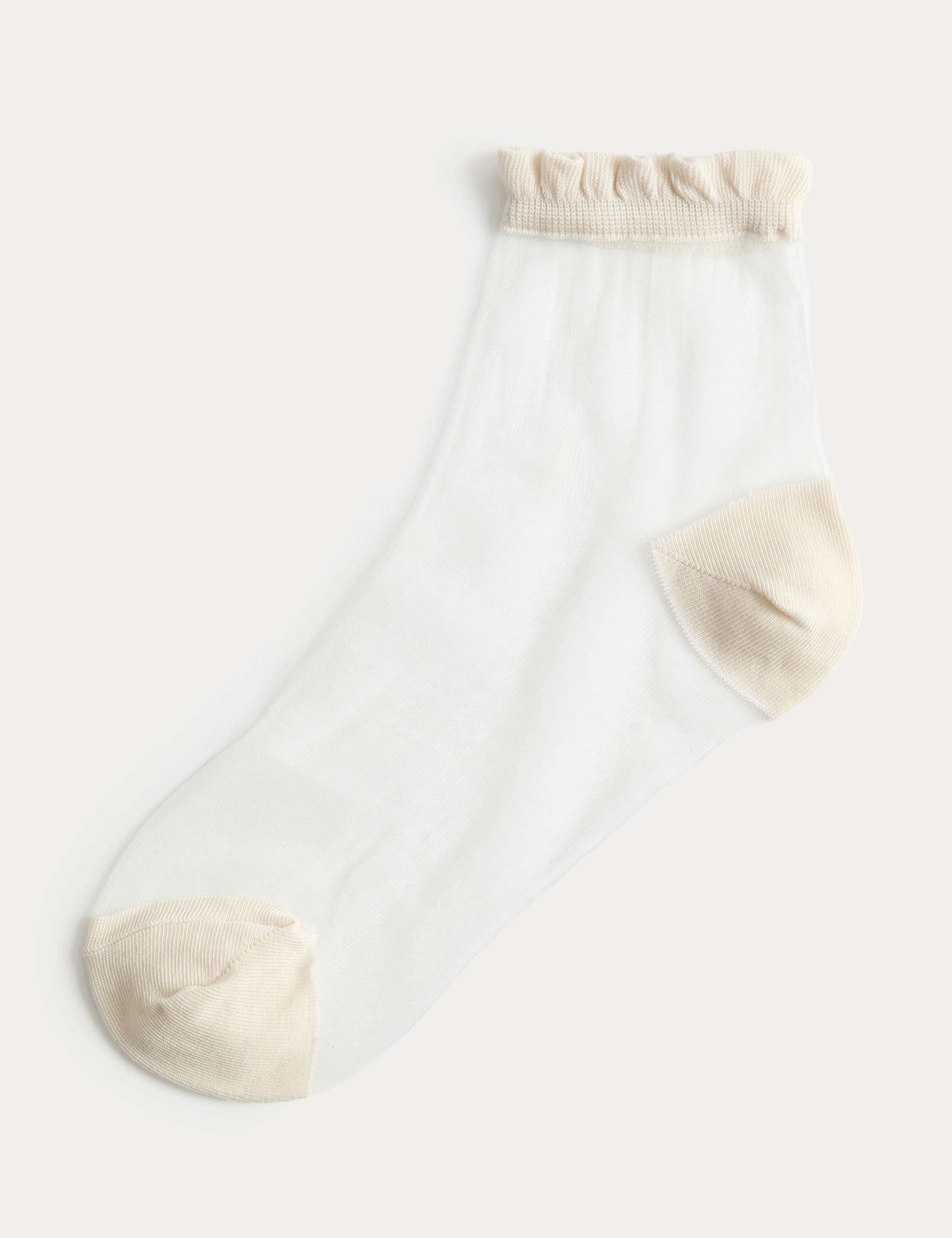 Cotton Blend Sheer Ruffle Top Crew Socks 2 of 4