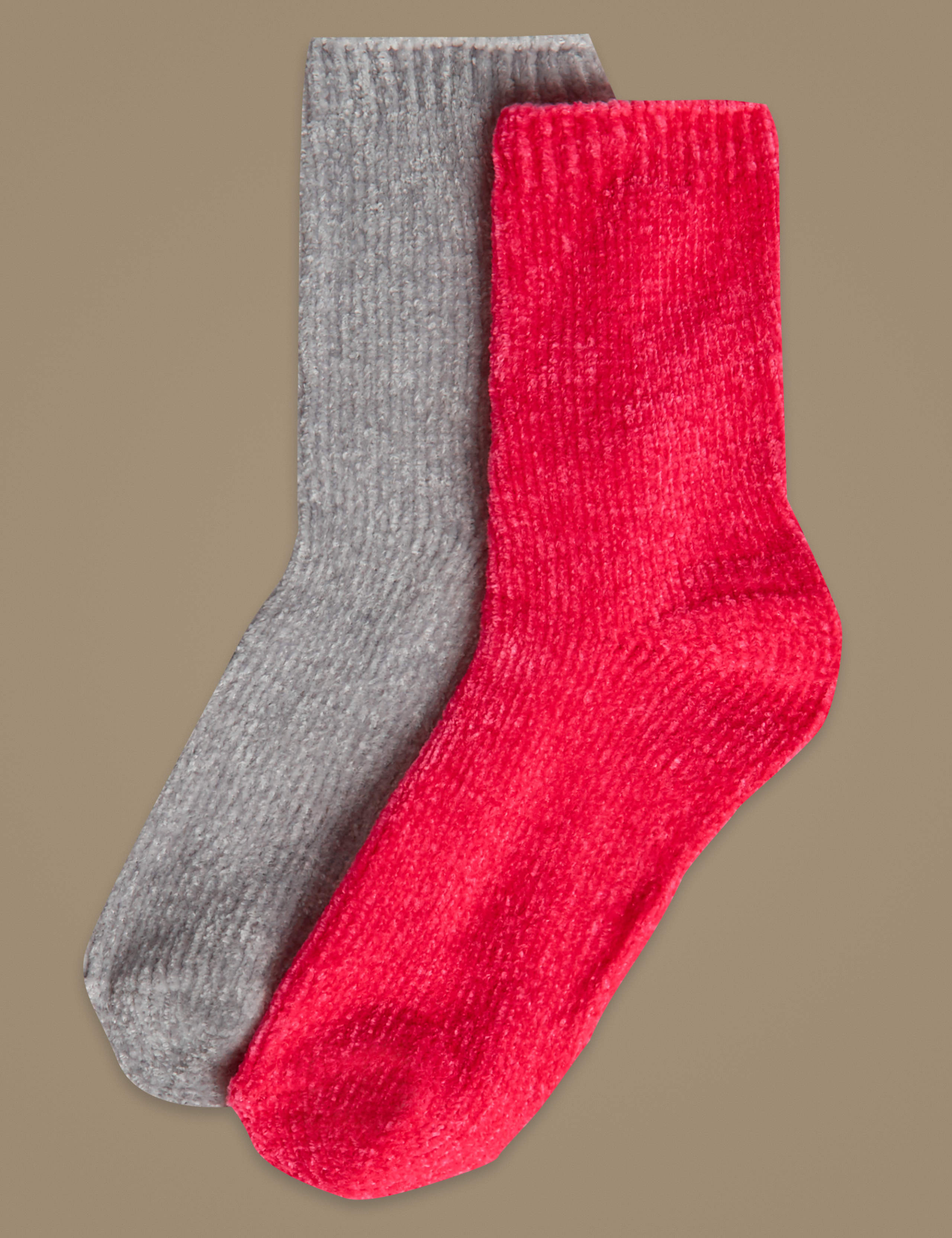 2 Pair Pack Chenille Ankle High Socks 1 of 3