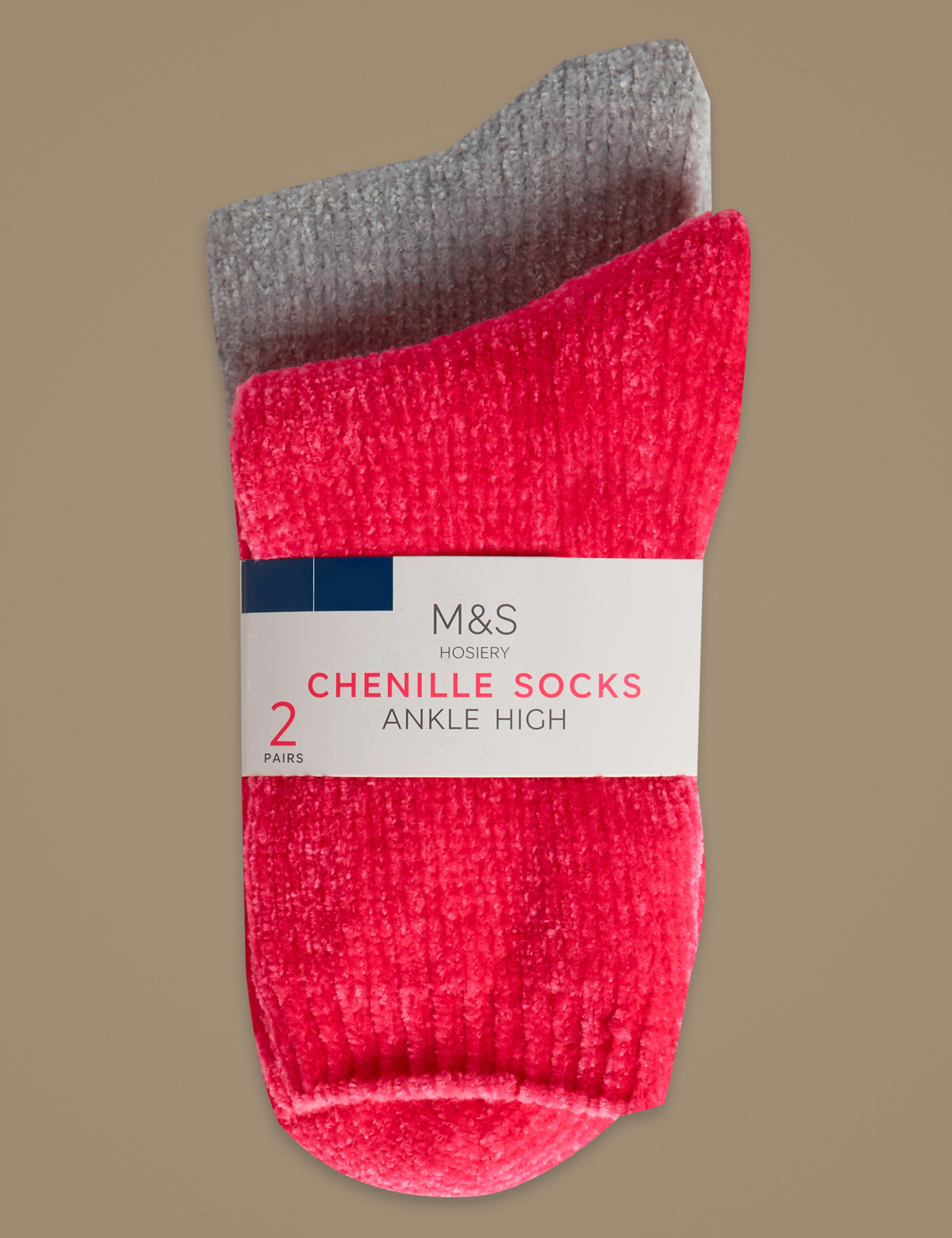 2 Pair Pack Chenille Ankle High Socks 2 of 3