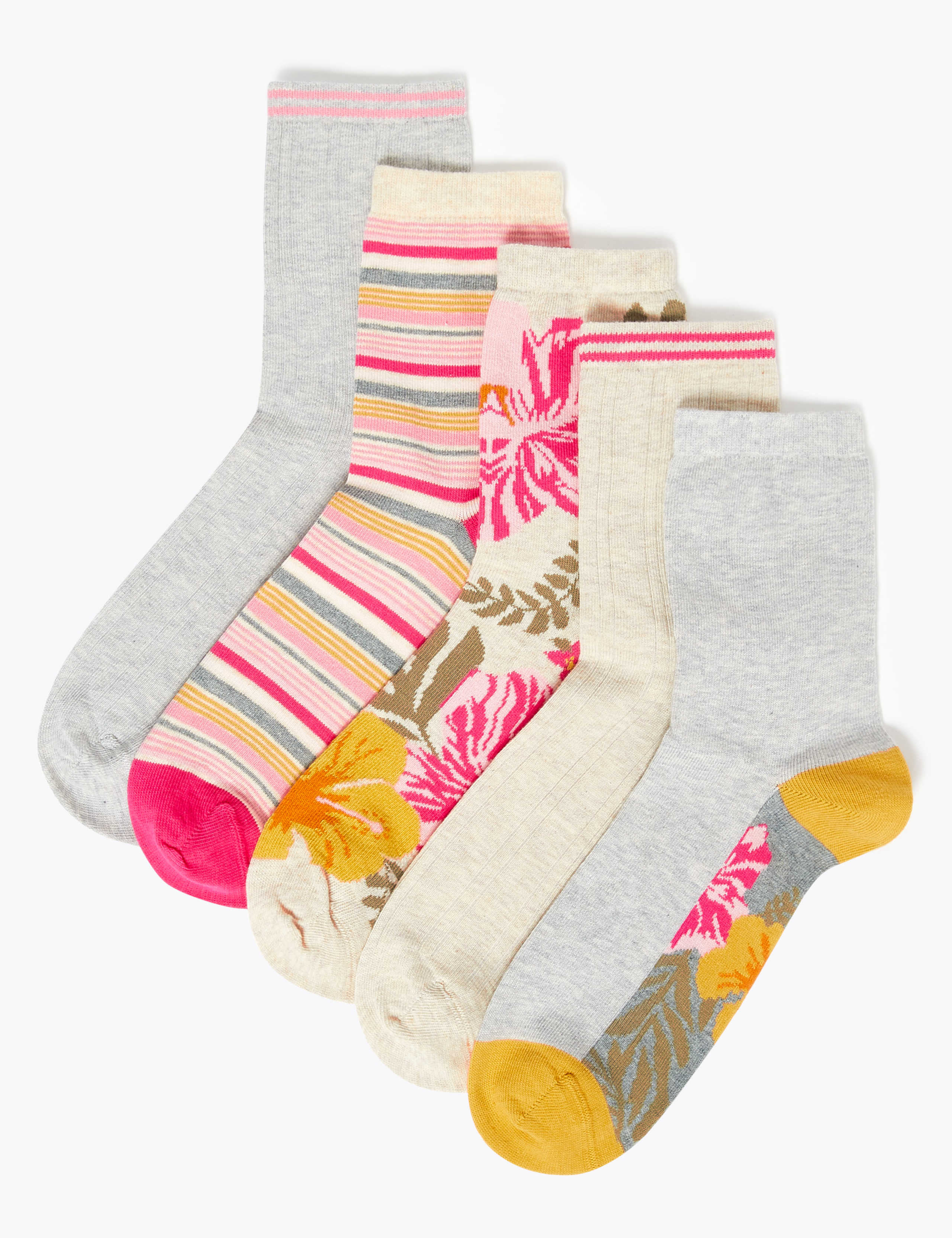 5pk Cotton Seamless Ankle High Socks 1 of 2