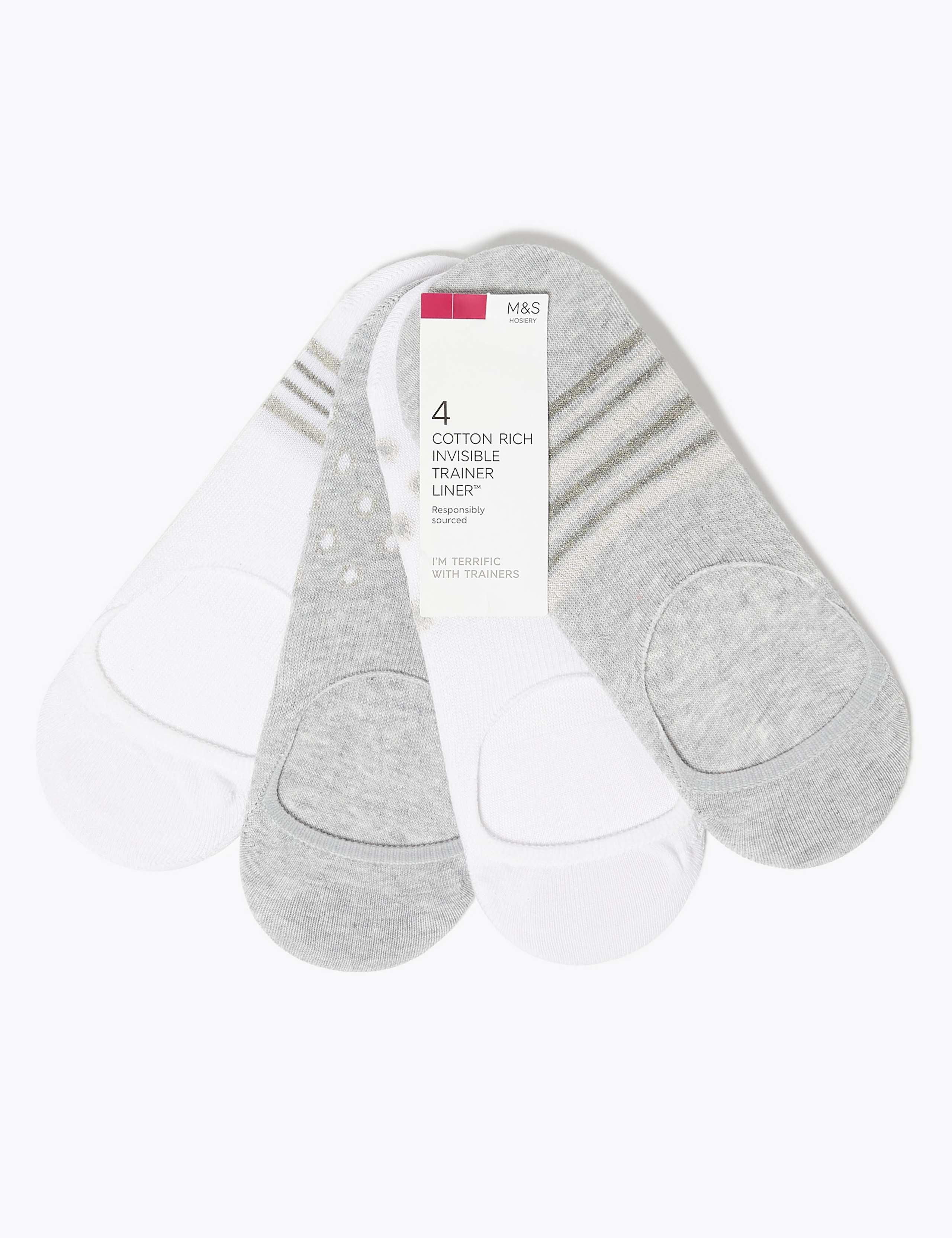 4pk Cotton Seamless Trainer Liners 2 of 2
