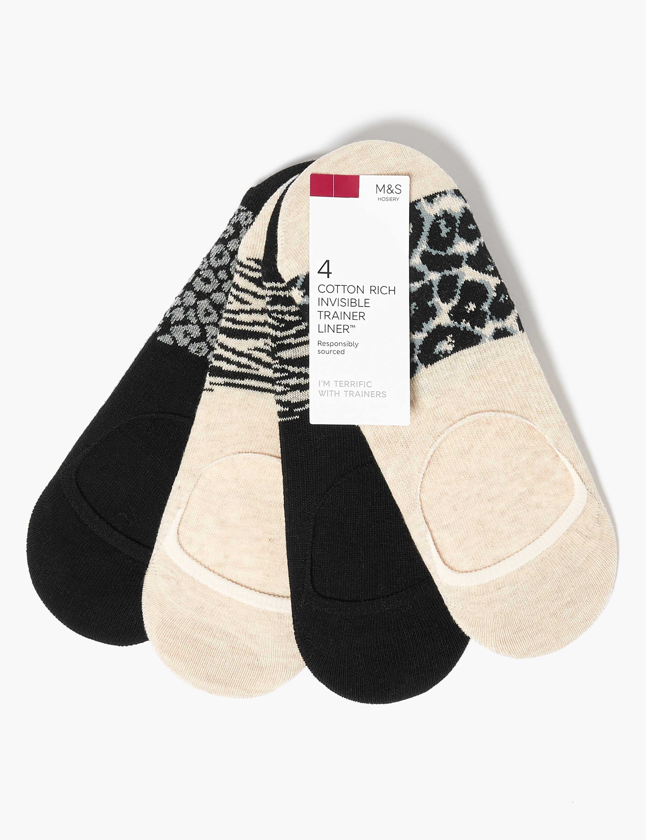 4pk Cotton Seamless Trainer Liners 2 of 2