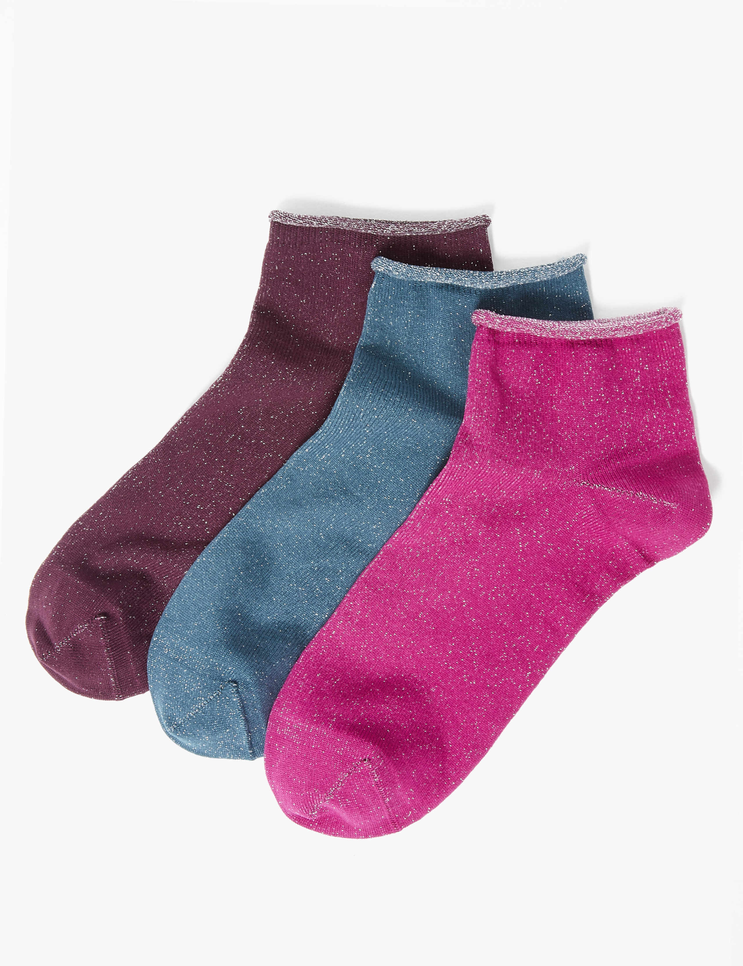 3 Pair Pack Sparkle Anklet Socks 2 of 2