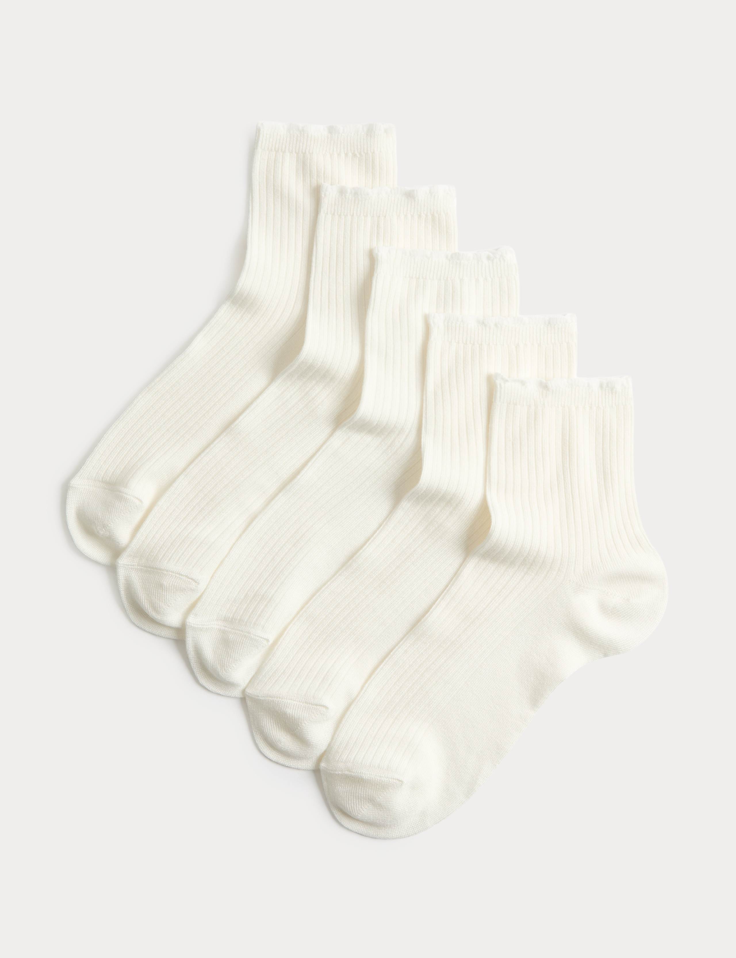 5 Pack Supersoft Ribbed Quarter Socks 1 of 1